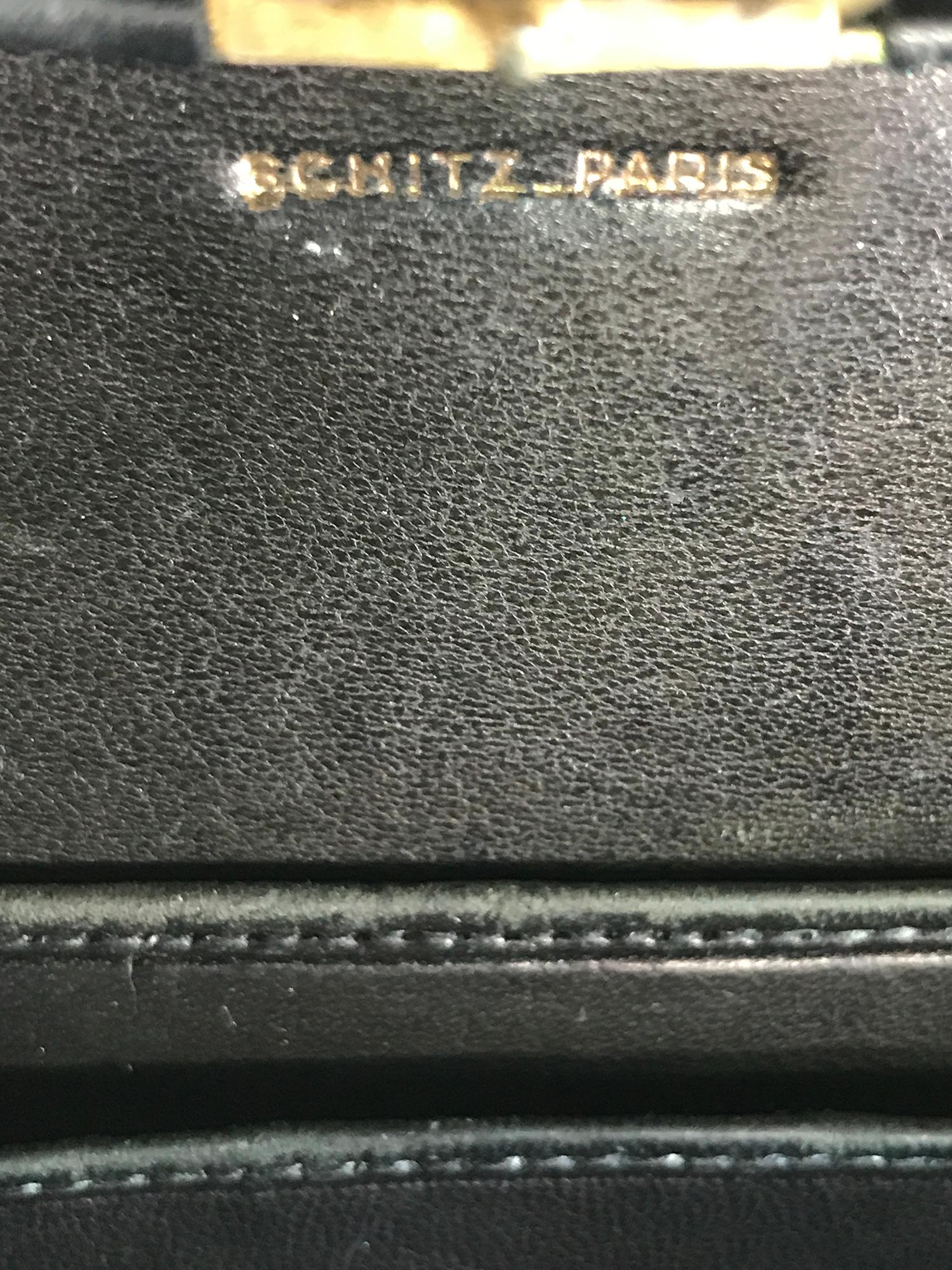Schitz Paris Rare Black Crocodile Handbag with Gold Hardware 1953.  For Sale 3