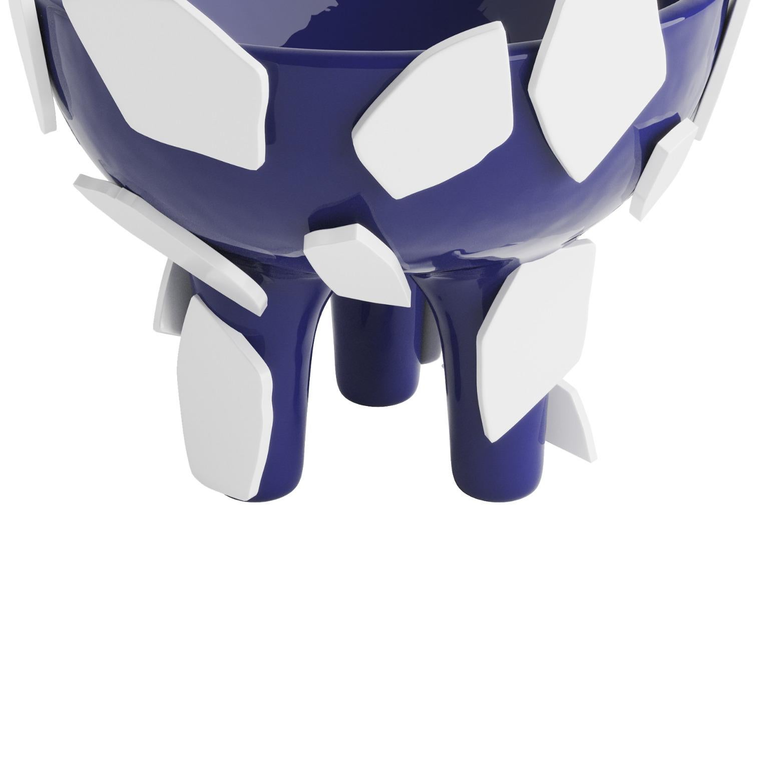 Hand-Crafted Schlemmer Blue Ceramic Bowl, Modern Bauhaus Style Decorative Centerpiece 