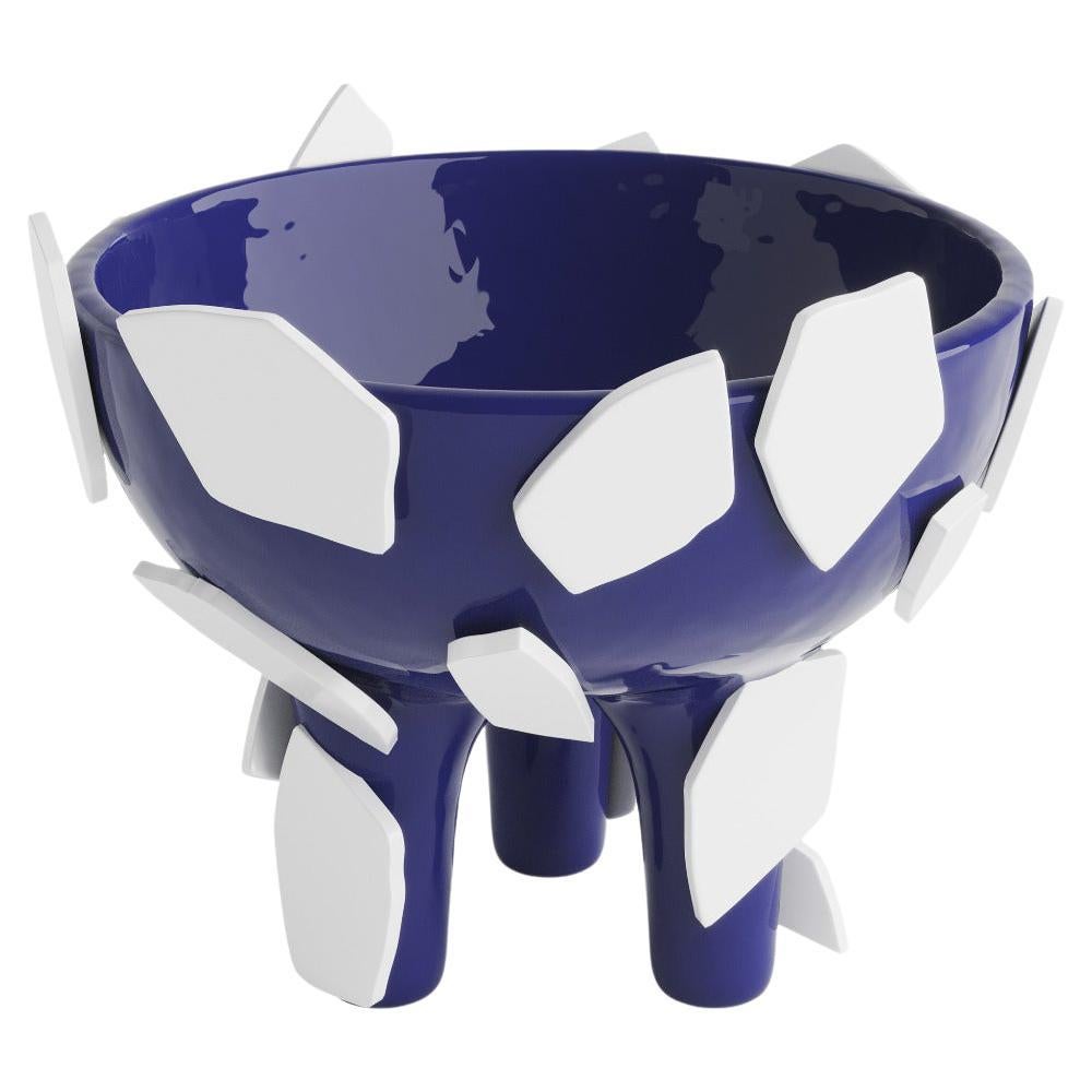 Schlemmer Blue Ceramic Bowl, Modern Bauhaus Style Decorative Centerpiece 