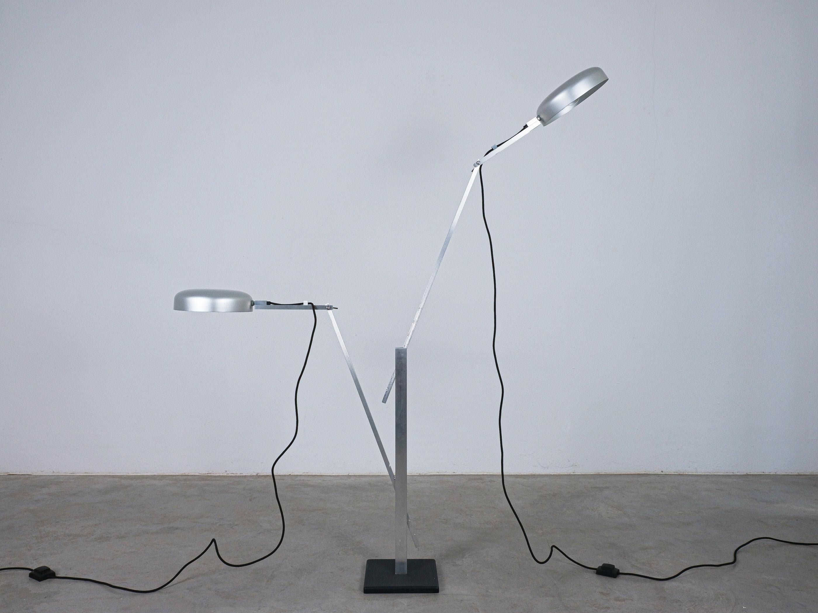 Mid-Century Modern Schliephacke Double Feature Floor Lamp Aluminium for Mewa, circa 1955 en vente