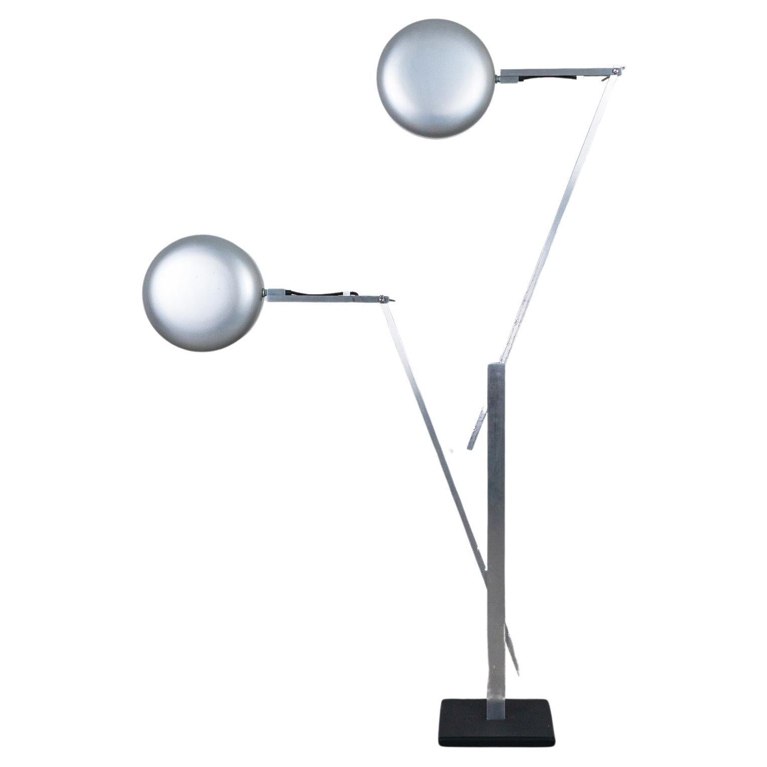 Schliephacke Double Feature Floor Lamp Aluminium for Mewa, circa 1955 en vente