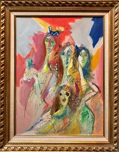 Peinture à l'huile abstraite israélienne - Femmes surréalistes