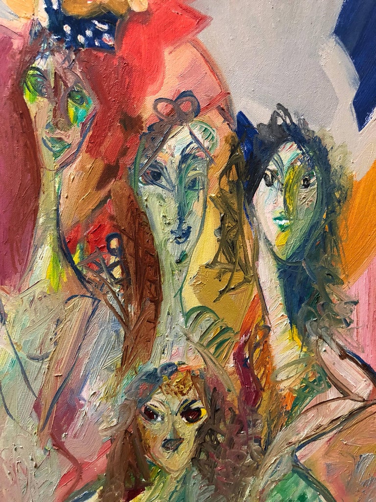 Surrealist Women Abstract Israeli Oil Painting