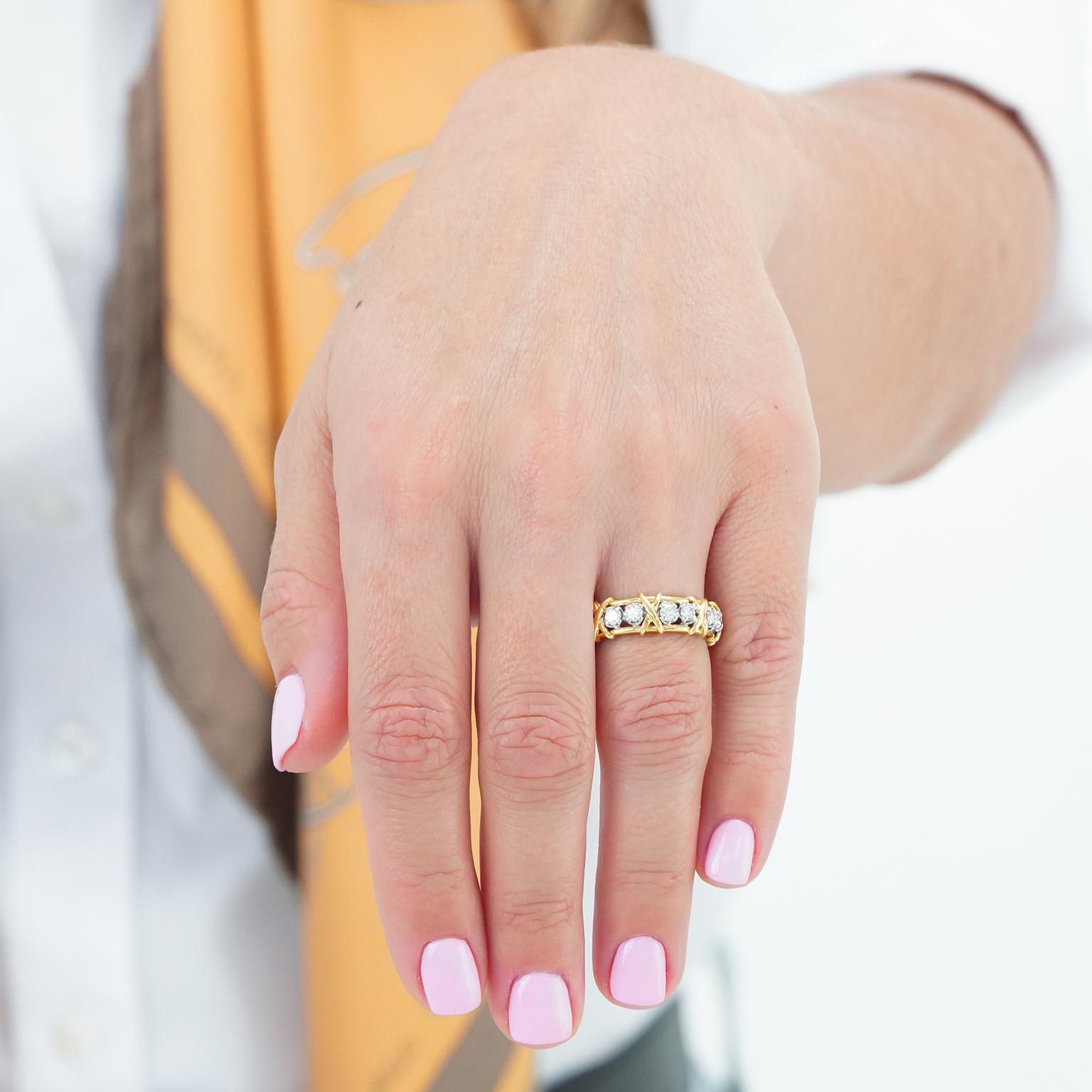 Schlumberger 16 Stone Diamond Ring In Excellent Condition In Litchfield, CT