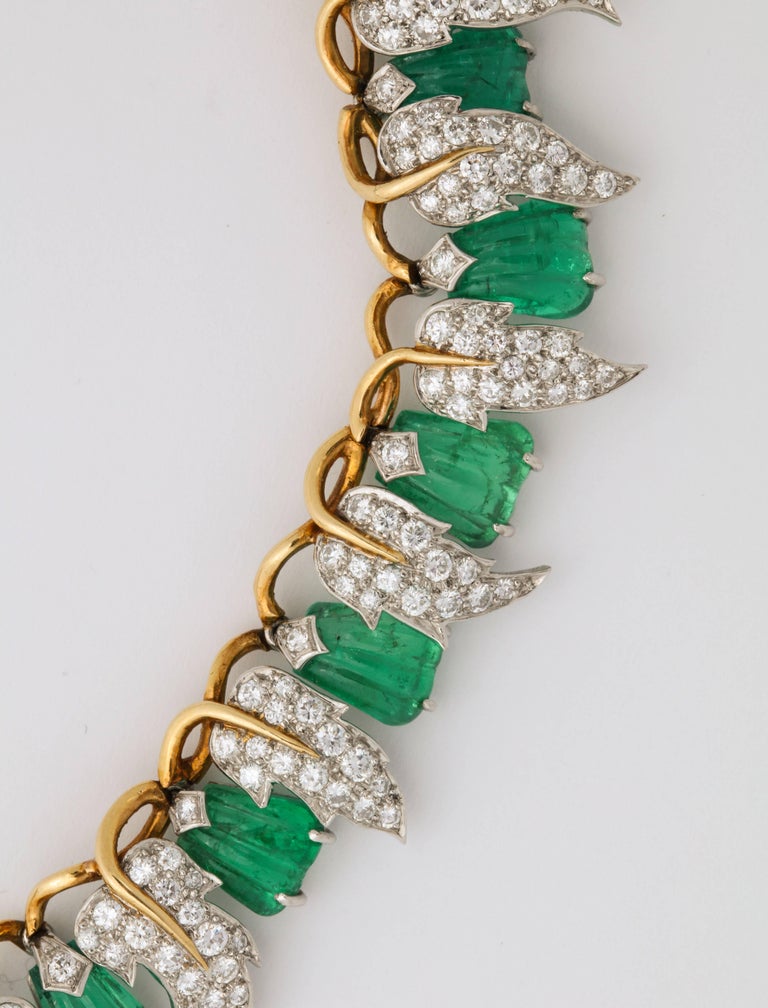 Jean Schlumberger for Tiffany and Co. Carved Emerald Diamond Gold Set ...