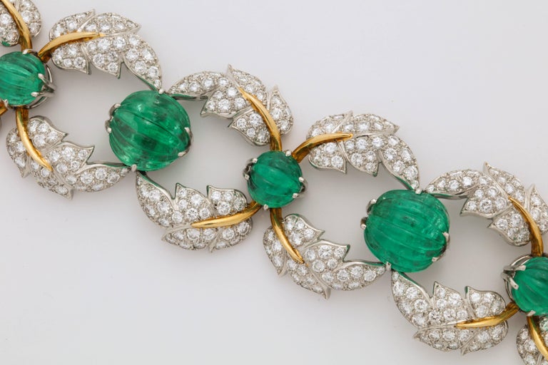 Jean Schlumberger for Tiffany and Co. Carved Emerald Diamond Gold Set ...