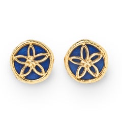 Schlumberger for Tiffany & Co. 18k Gold & Lapis Sand Dollar Cufflinks