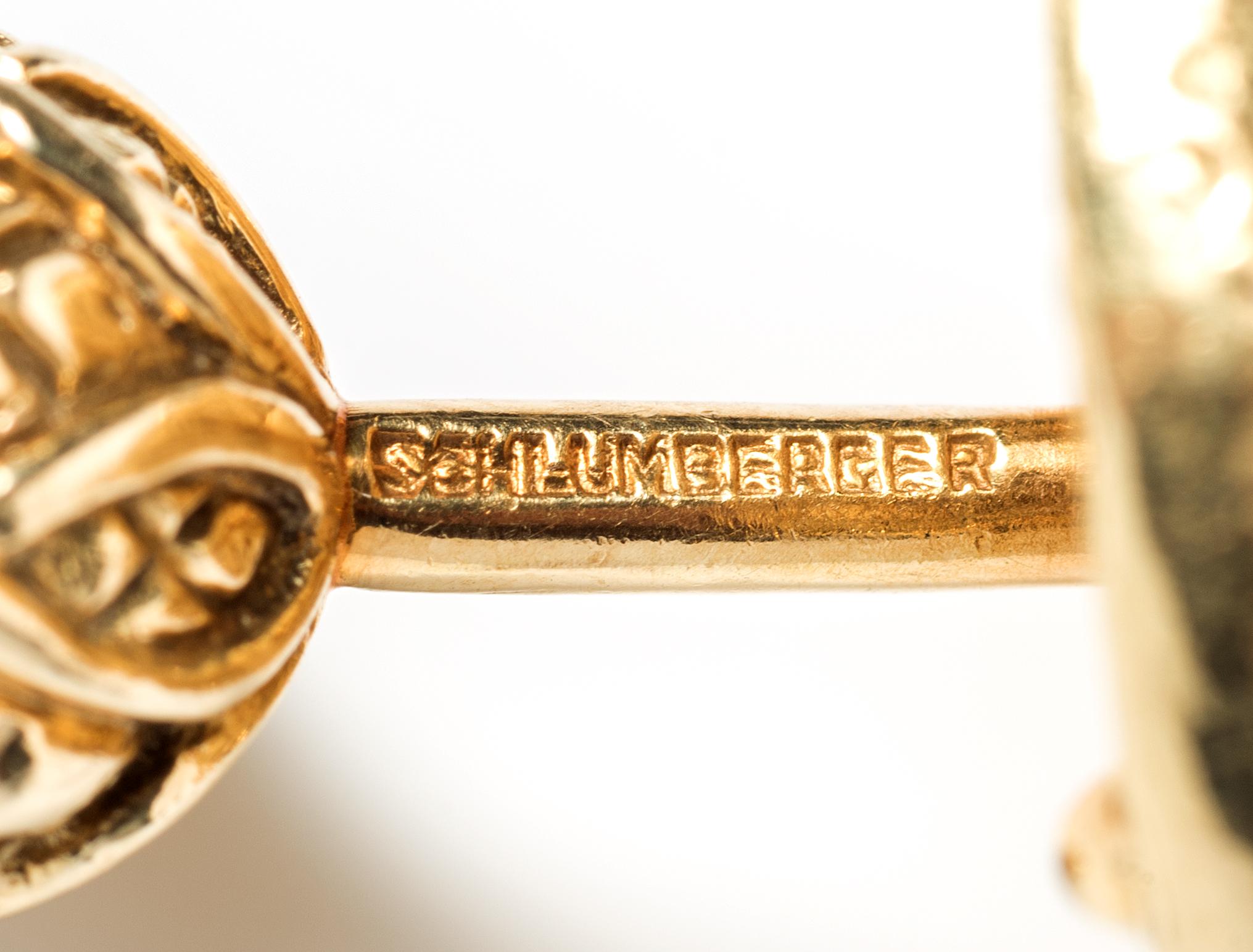 Non taillé Schlumberger pour Tiffany & Co. Boutons de manchette Dollar en or 18 carats et lapis sable