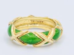Schlumberger for Tiffany & Co. 18k Gold 'X' and Green Enamel Design, circa 1960s