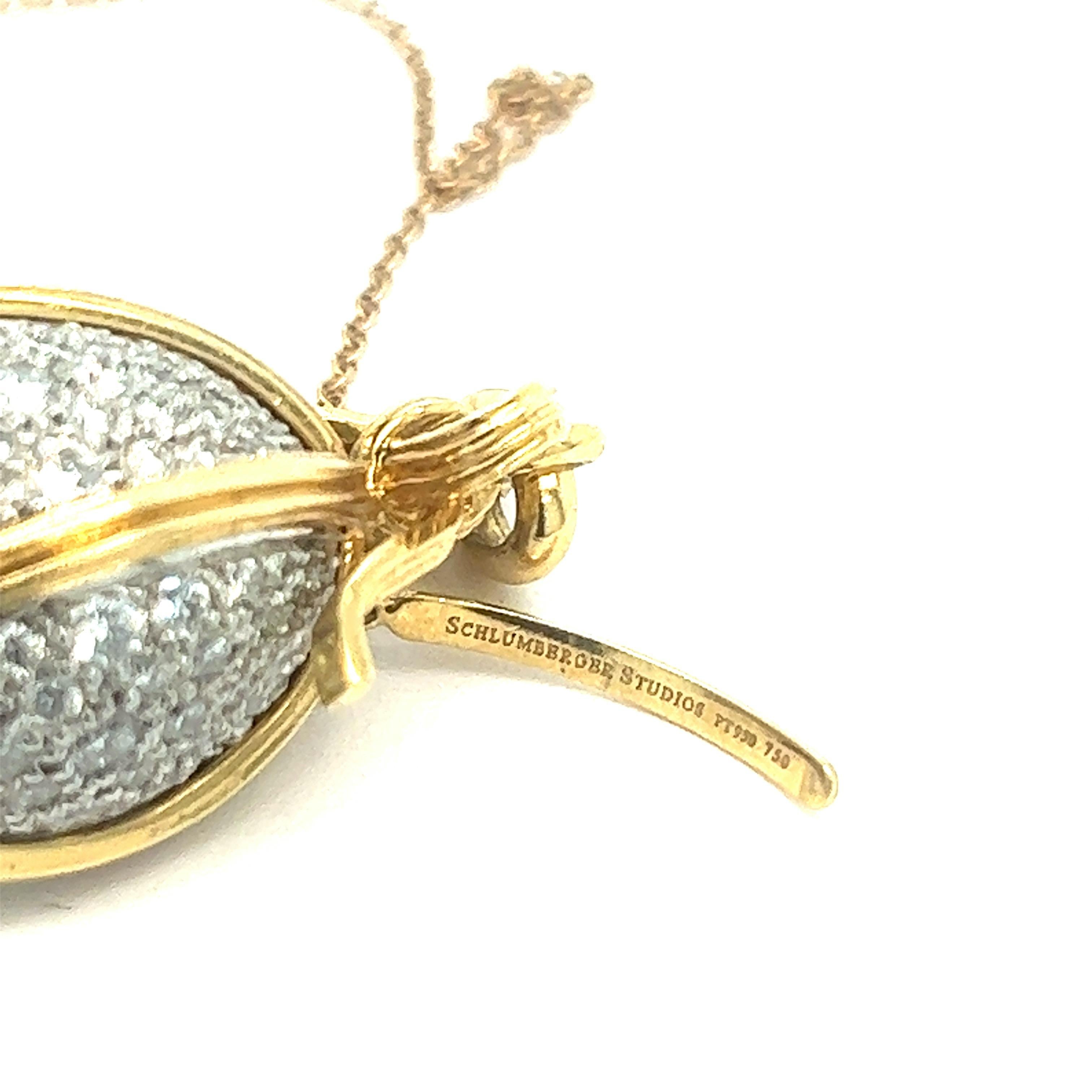 Contemporary Schlumberger for Tiffany & Co. Diamond Gold Pendant Necklace