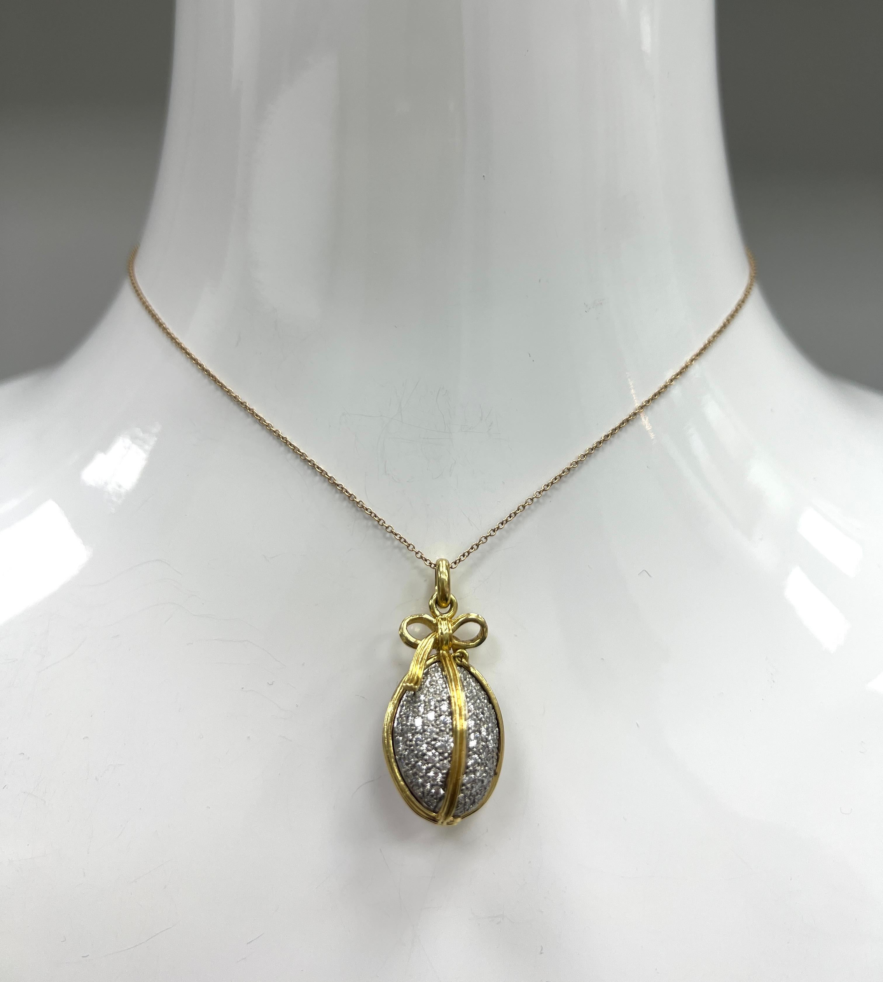 Round Cut Schlumberger for Tiffany & Co. Diamond Gold Pendant Necklace