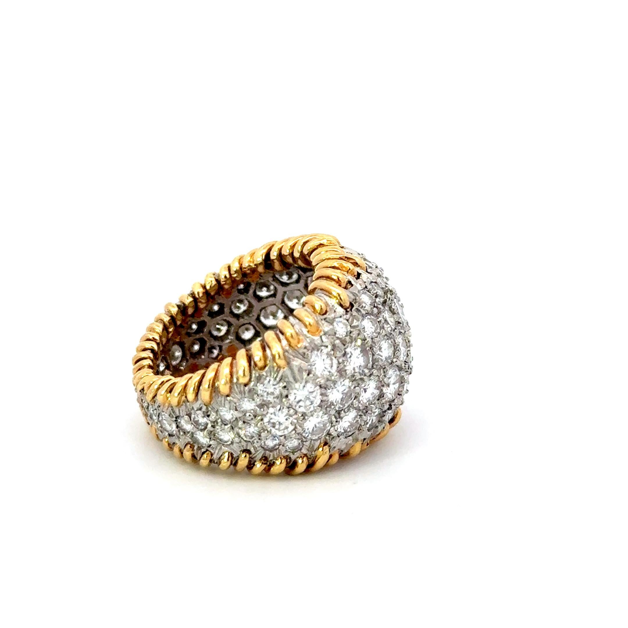 Schlumberger for Tiffany & Co. Diamond Stitches Ring 18K Gold In Excellent Condition For Sale In Dallas, TX