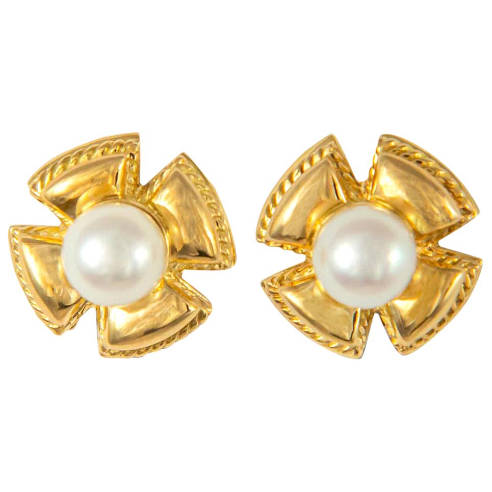Schlumberger for Tiffany & Co. Gold and Pearl Earrings