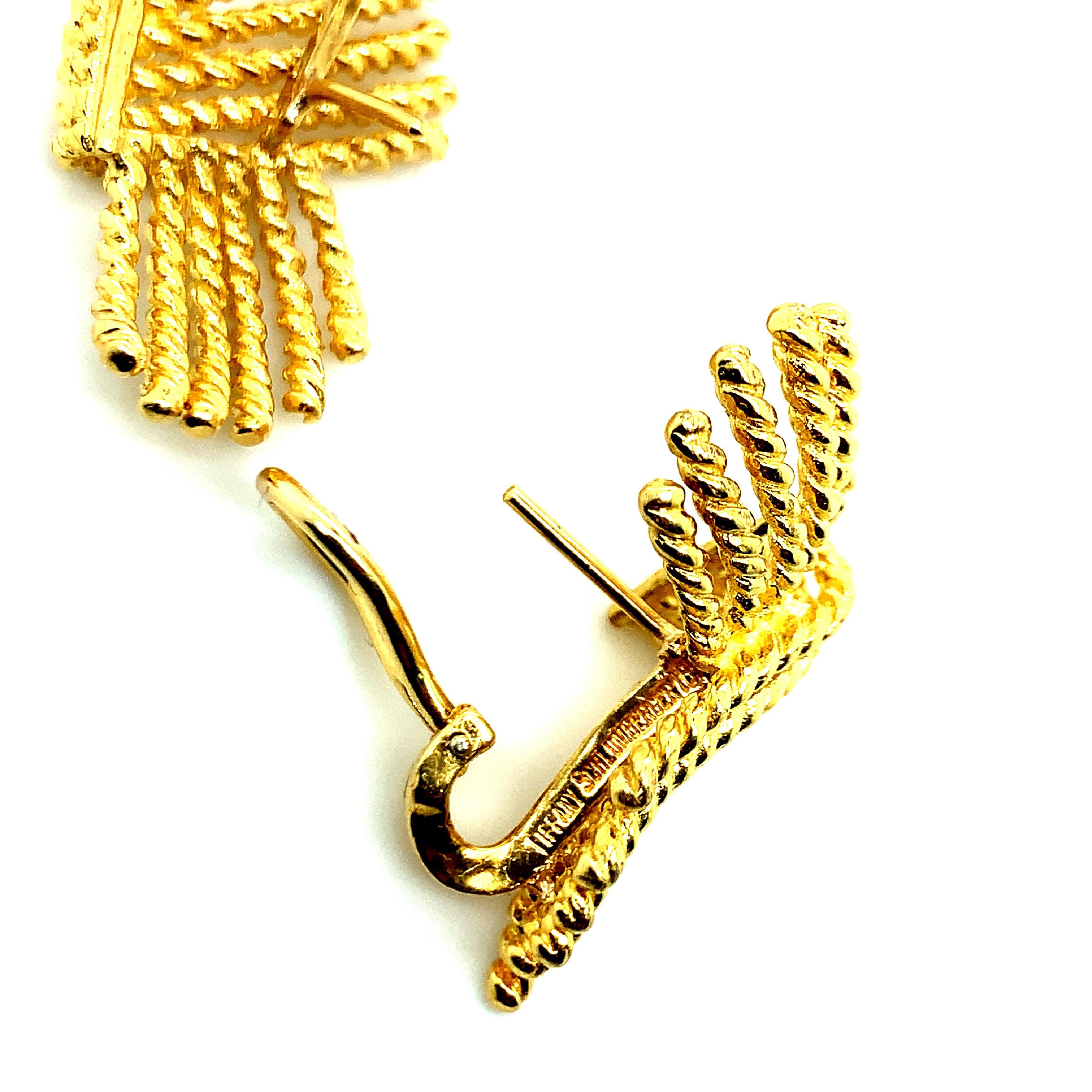 Women's Schlumberger for Tiffany & Co. Gold V Rope Ear Clips