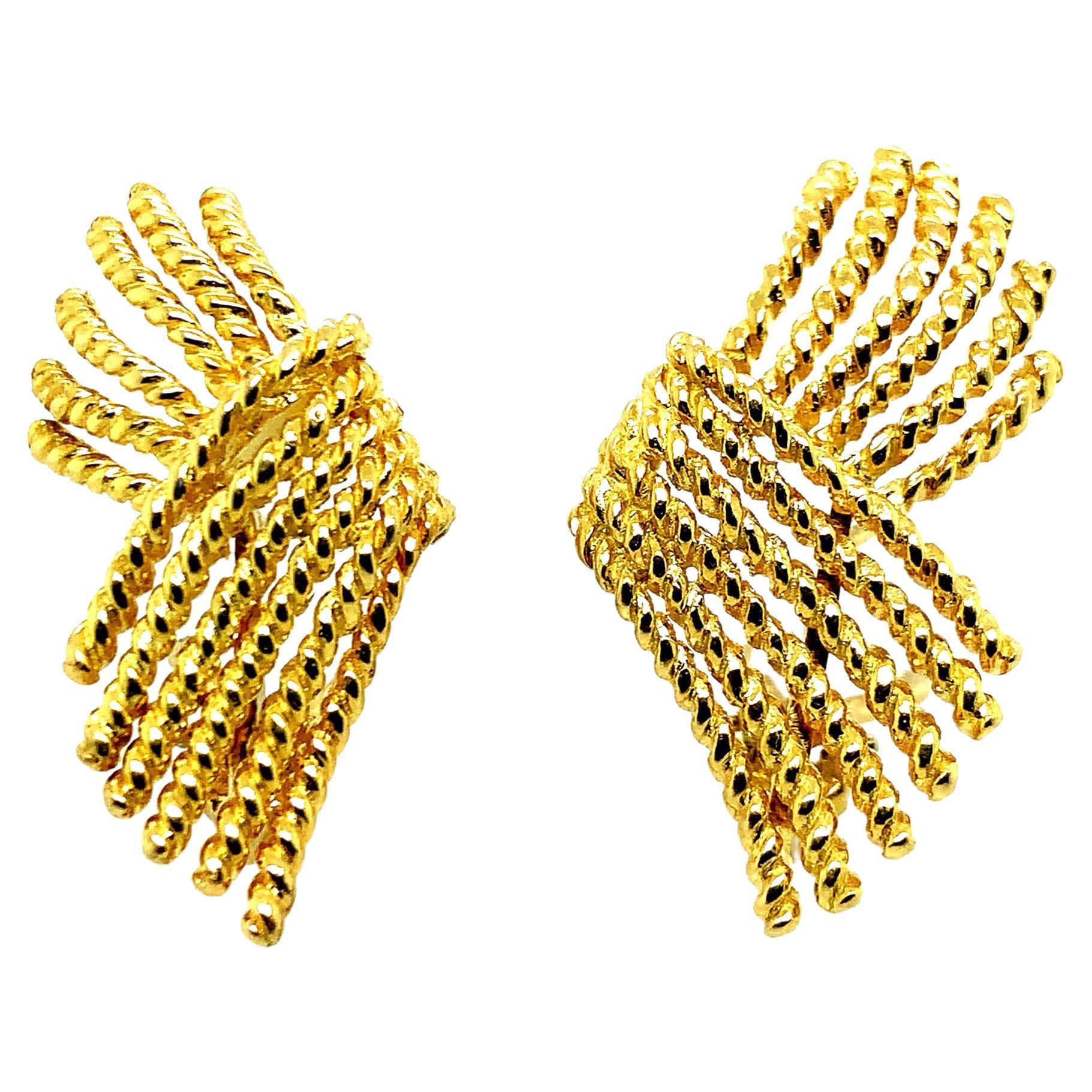 Schlumberger for Tiffany & Co. Gold V Rope Ear Clips