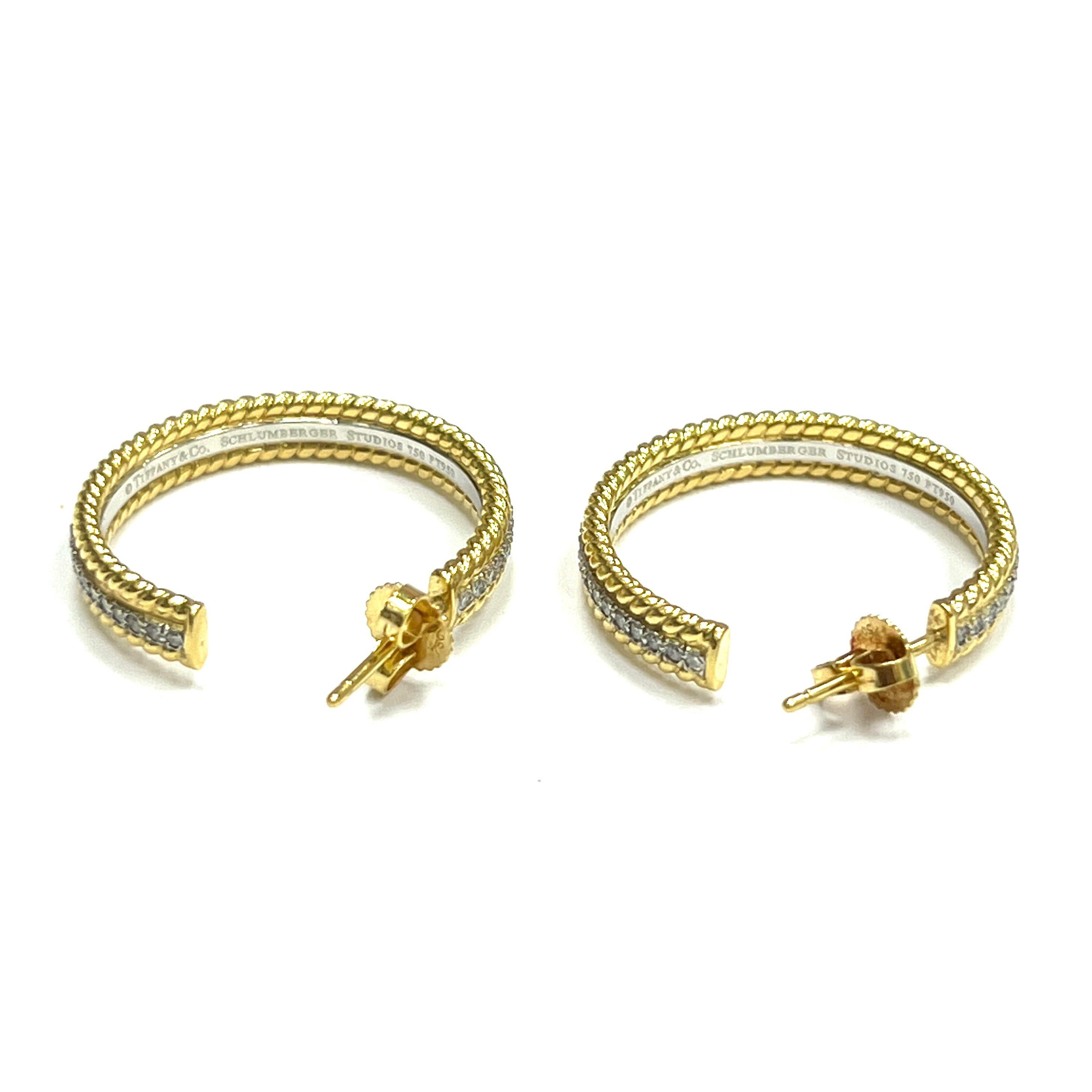 Contemporary Schlumberger for Tiffany & Co. Hoop Diamond Earrings
