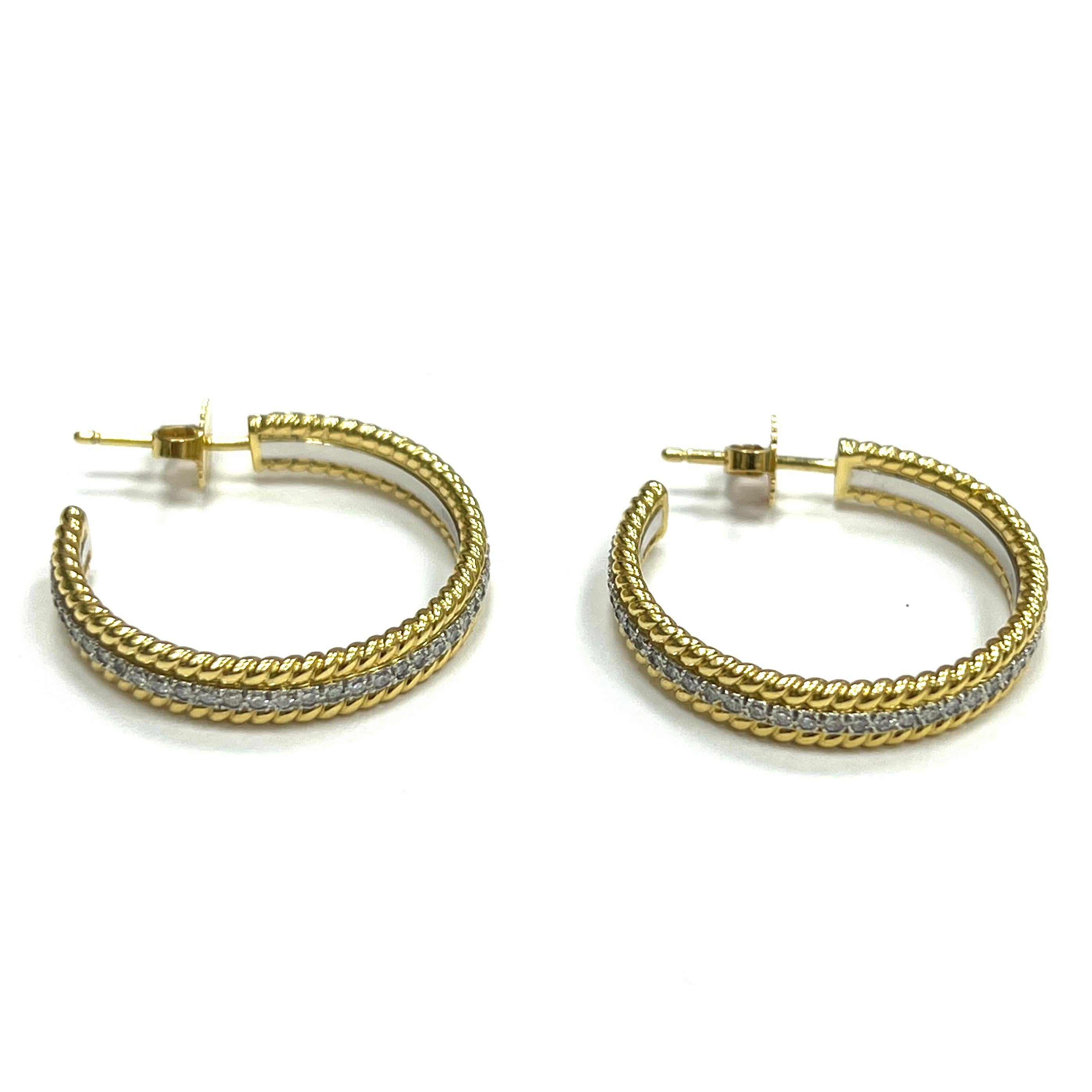 Schlumberger for Tiffany & Co. Hoop Diamond Earrings In Excellent Condition For Sale In New York, NY