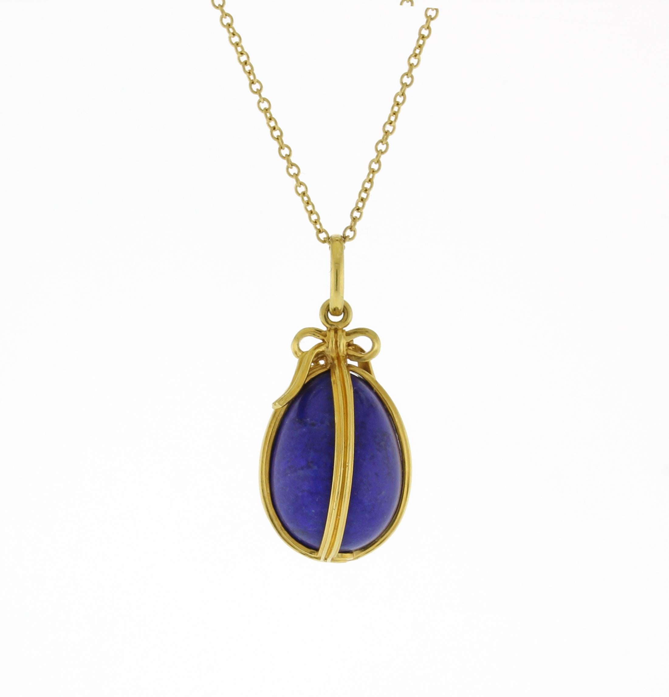 Schlumberger for Tiffany & Co. Lapis Lazuli Egg Charm Pendant Excellent état à Bethesda, MD