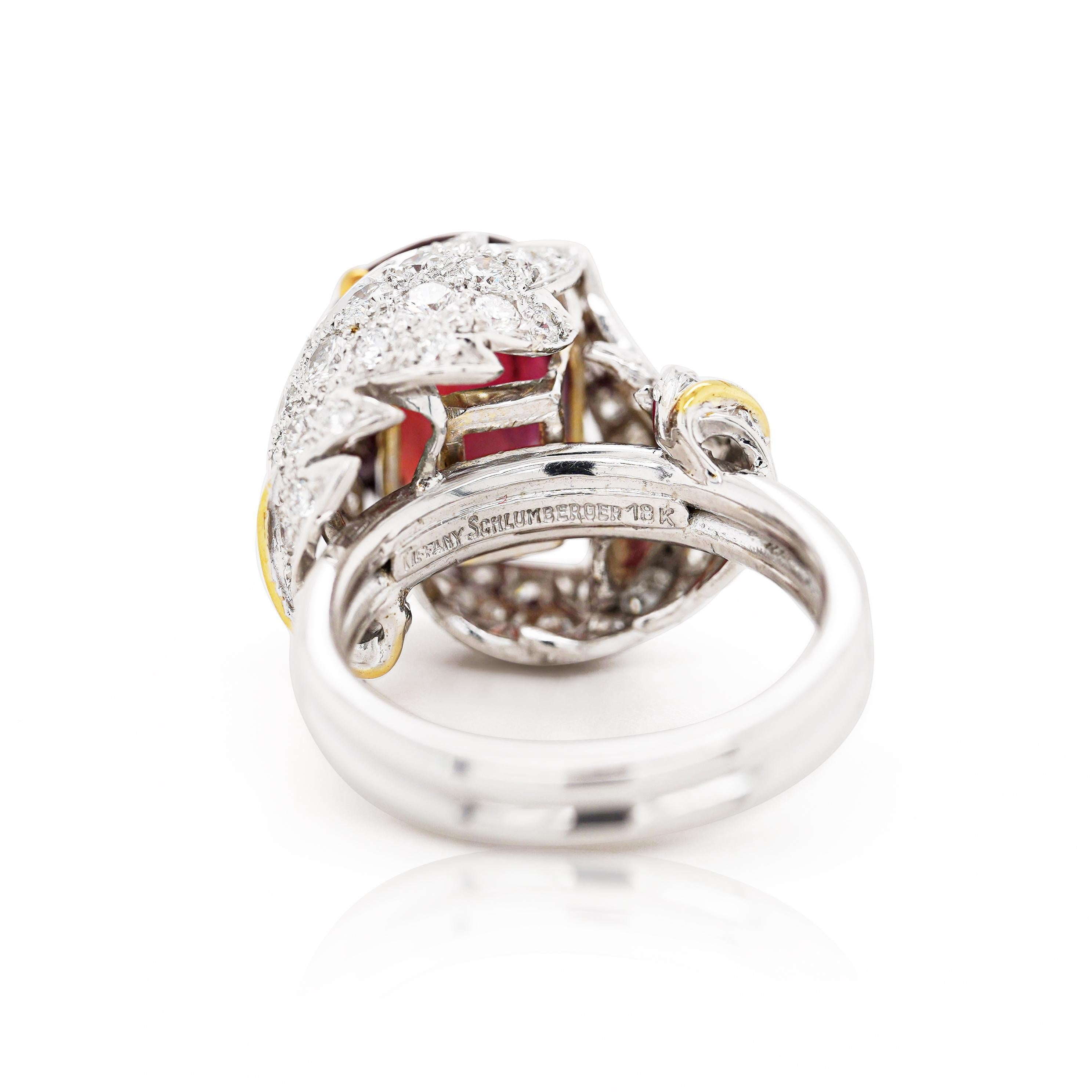 Schlumberger per Tiffany & Co. No Heat Anello con rubino e diamante da 6 carati in vendita 3