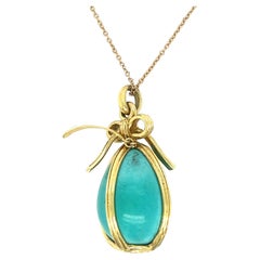 Vintage Schlumberger for Tiffany & Co. Turquoise Egg Pendant Necklace