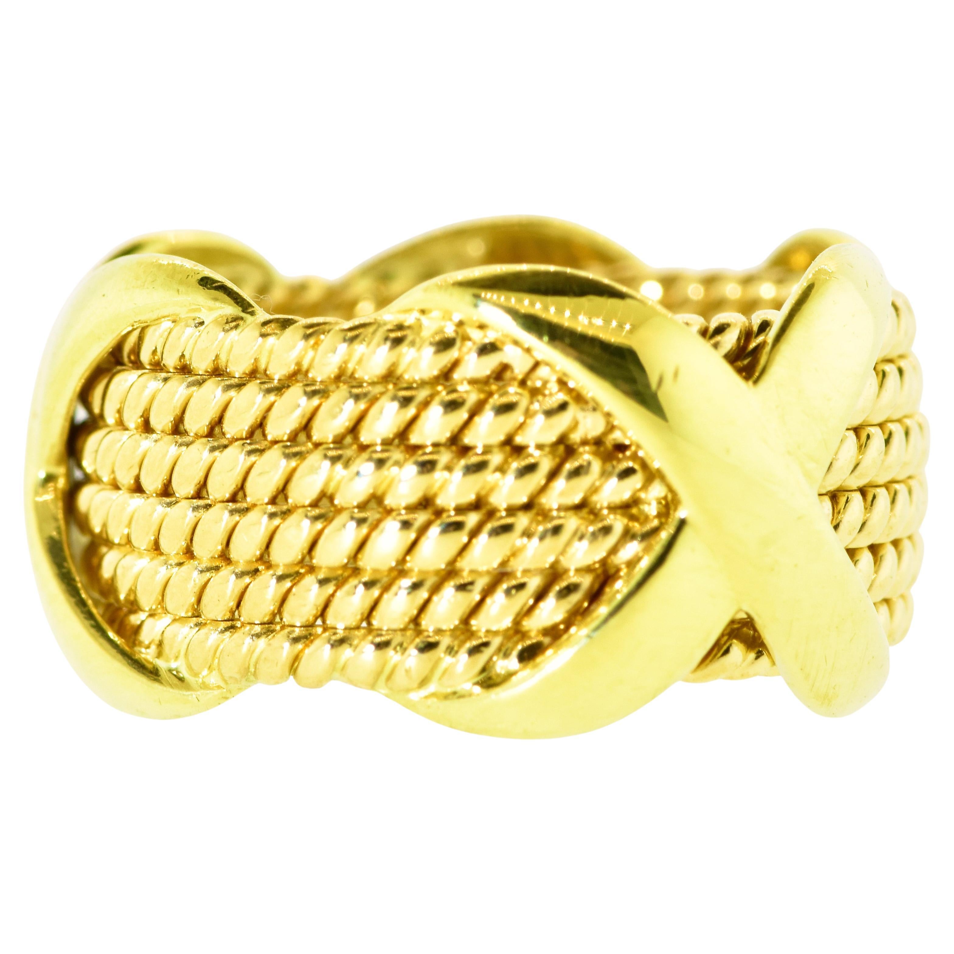 Schlumberger for Tiffany & Co. wide 18K "X"  Rope Band Ring