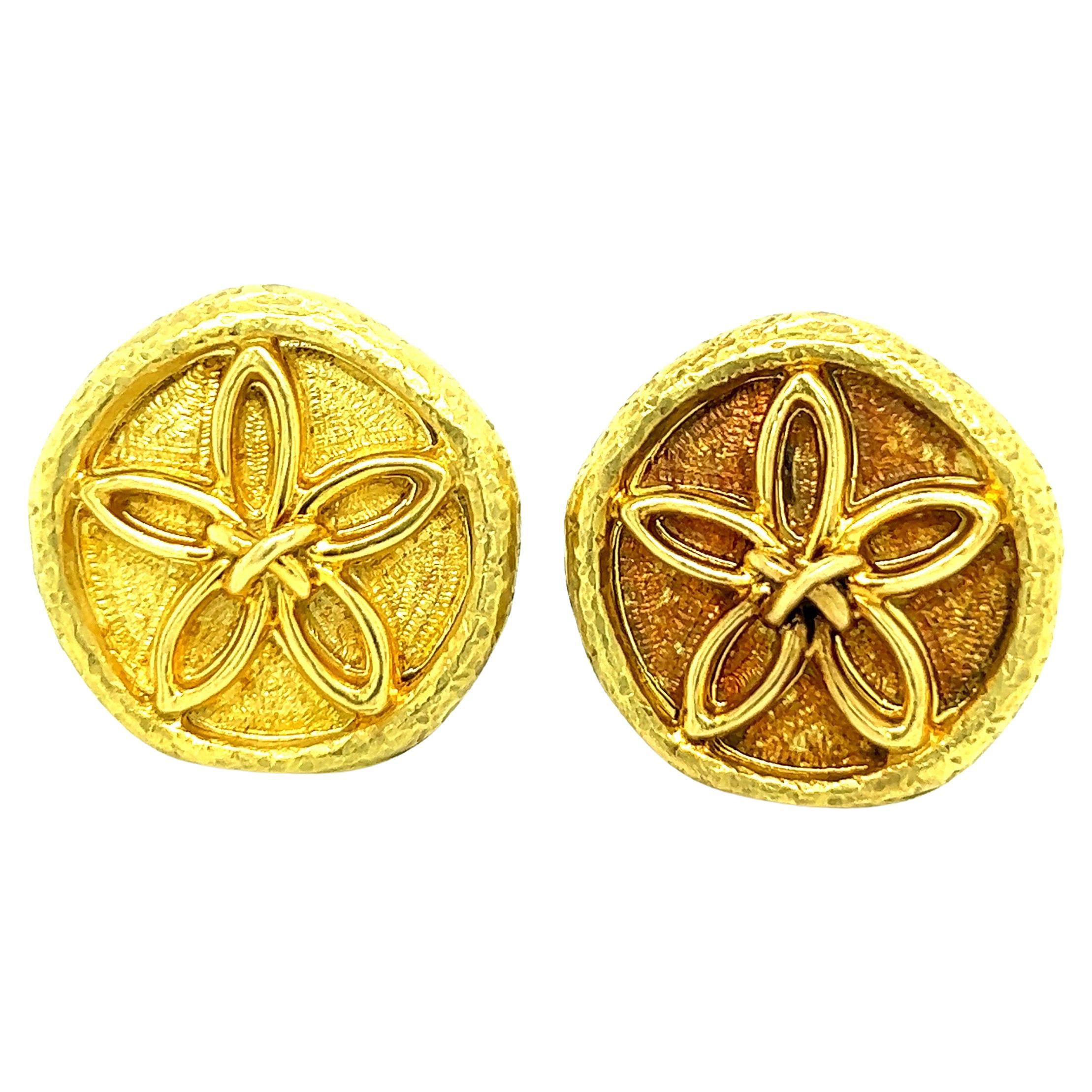 Schlumberger for Tiffany & Co. Yellow Gold Flower Cufflinks For Sale