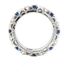 Schlumberger for Tiffany Sixteen Stone Diamond and Sapphire Ring Size 7.5