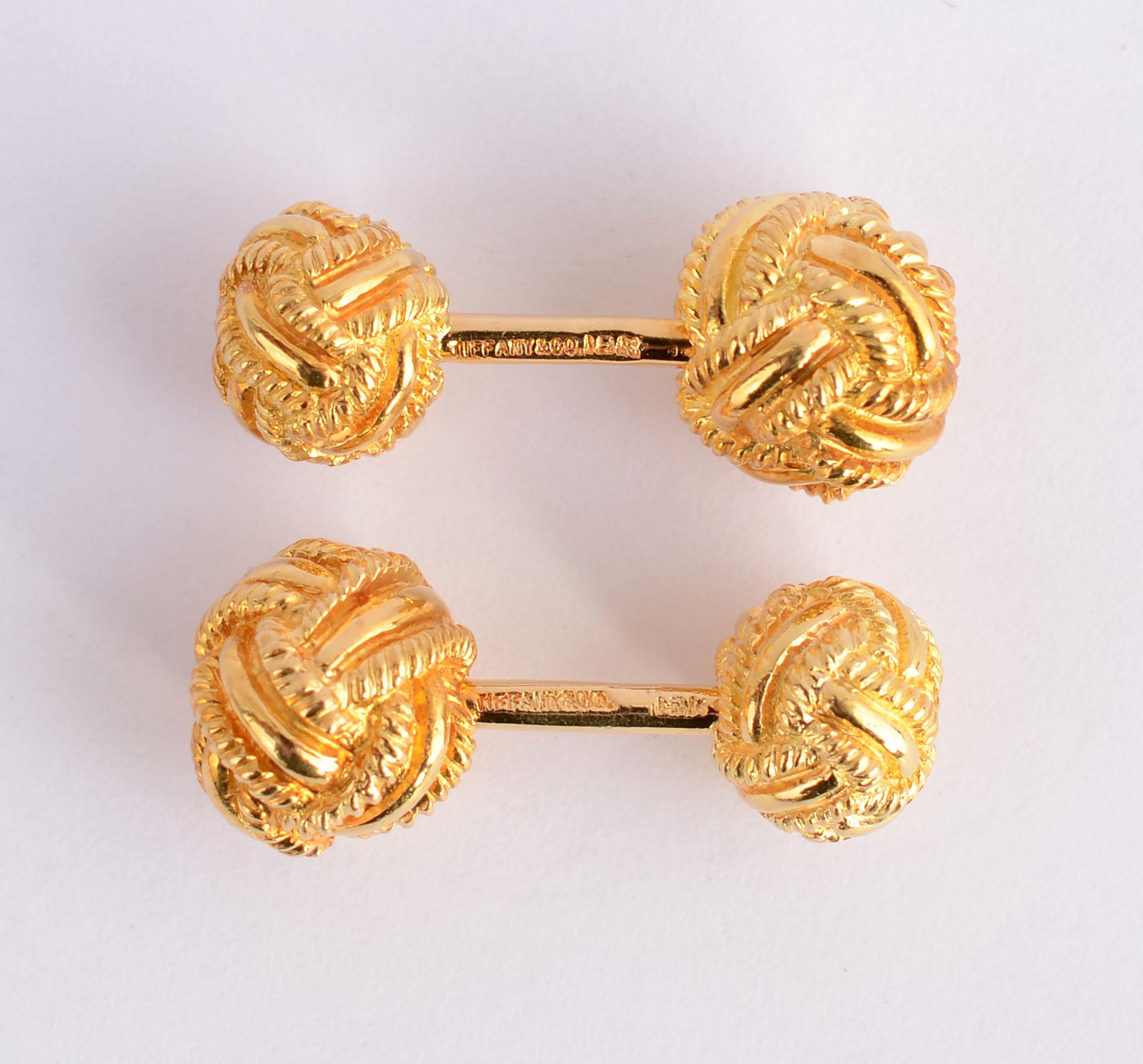 Modern Schlumberger Gold Barbell Knot Cufflinks