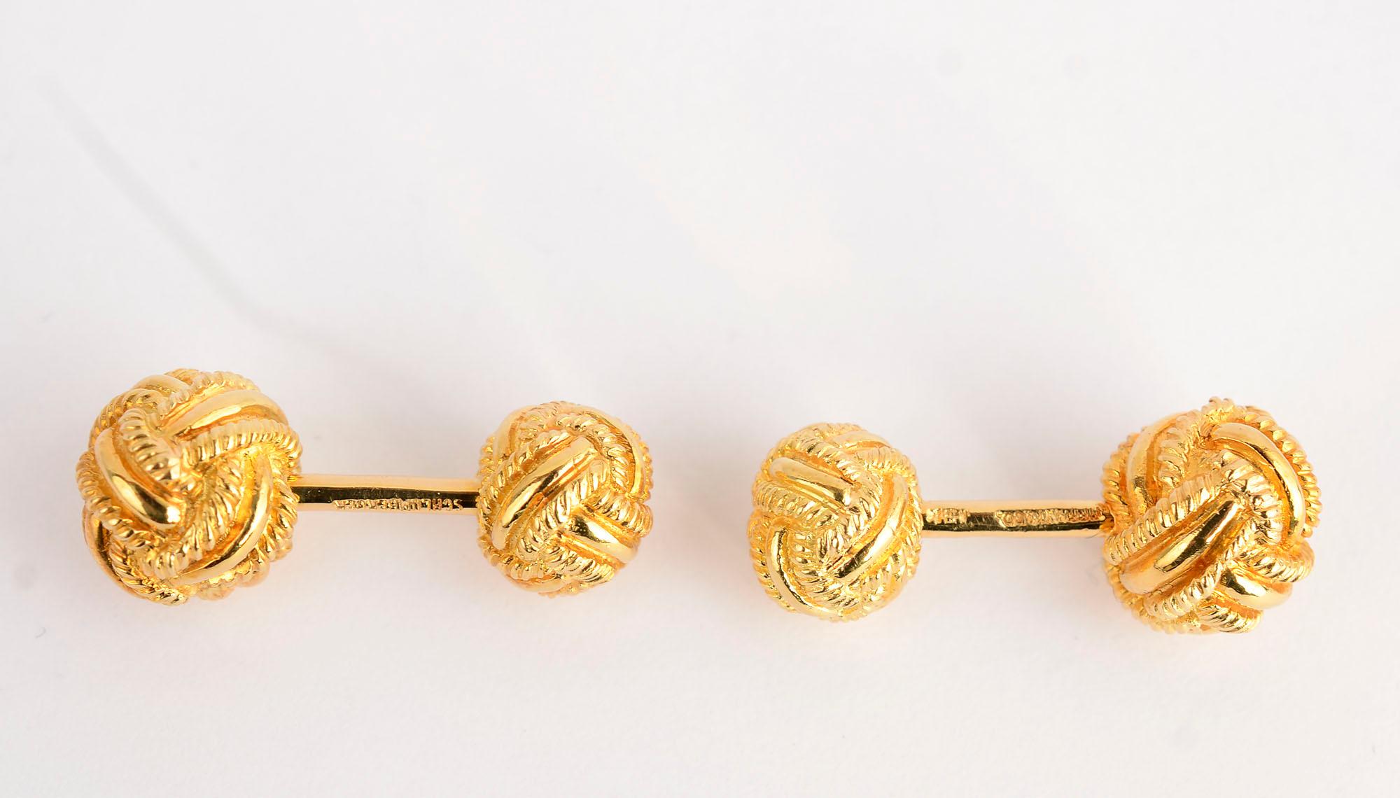 Women's or Men's Schlumberger Gold Barbell Knot Cufflinks