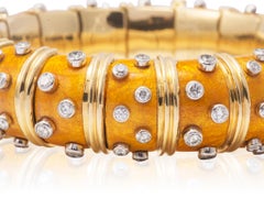 Schlumberger Golden Enamel Paillonne Bracelet with Diamonds