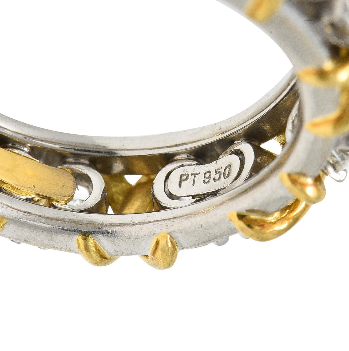 Women's or Men's Schlumberger Sixteen Stone Tiffany & Co. Diamond Platinum 18 Karat Gold X Ring