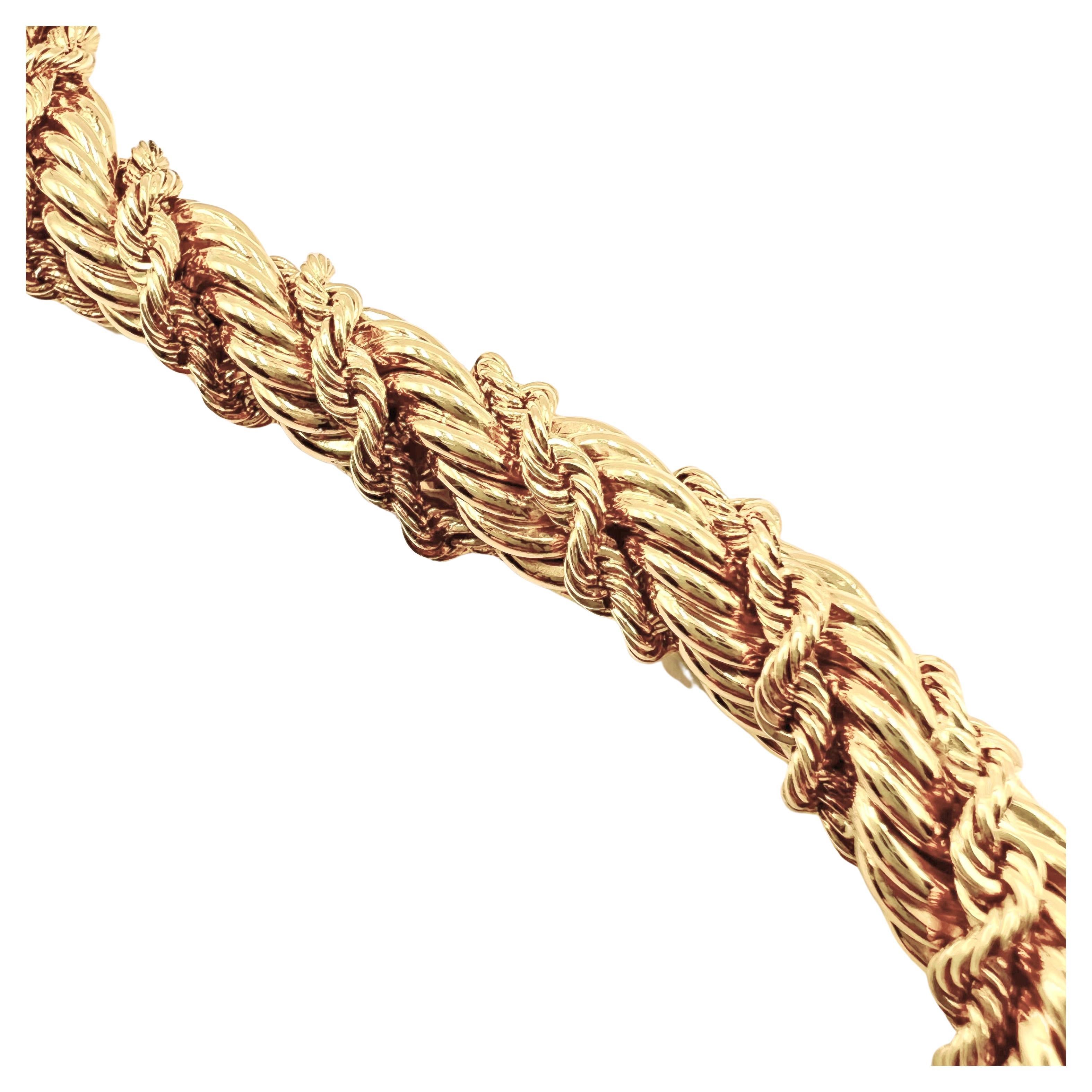 Modern Schlumberger Tiffany 18k Yellow Gold Rope Toggle Clasp Bracelet