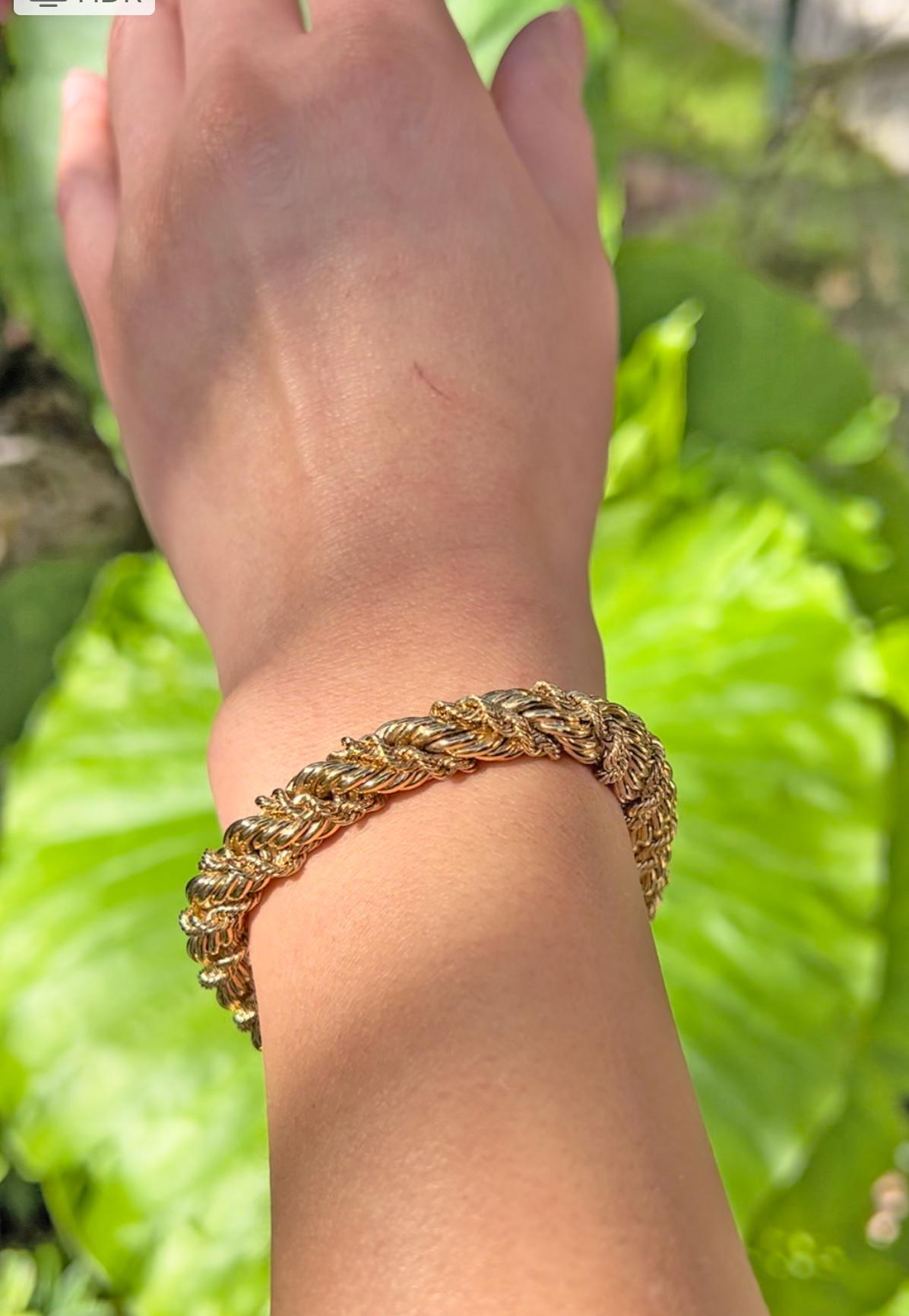 Taille cabochon SCHLUMBERGER Bracelet à fermoir articulé en forme de corde en or jaune 18 carats par Tiffany