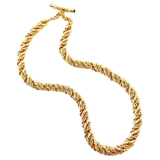 Schlumberger Tiffany 18k Yellow Gold Rope Toggle Clasp Necklace For ...
