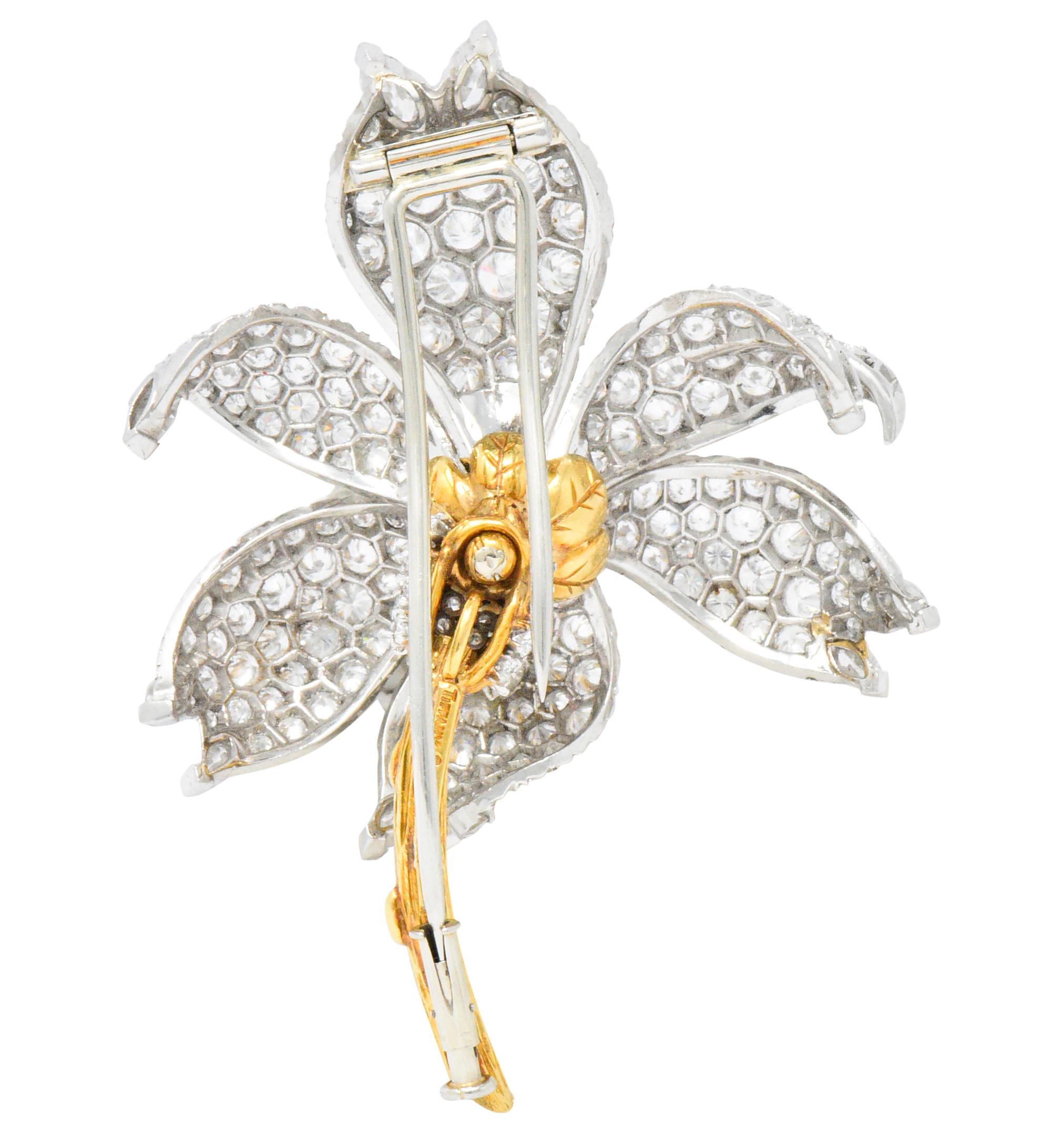 Women's or Men's Schlumberger Tiffany & Co. 10.90 Carats Diamond Platinum 18 Karat Gold Brooch