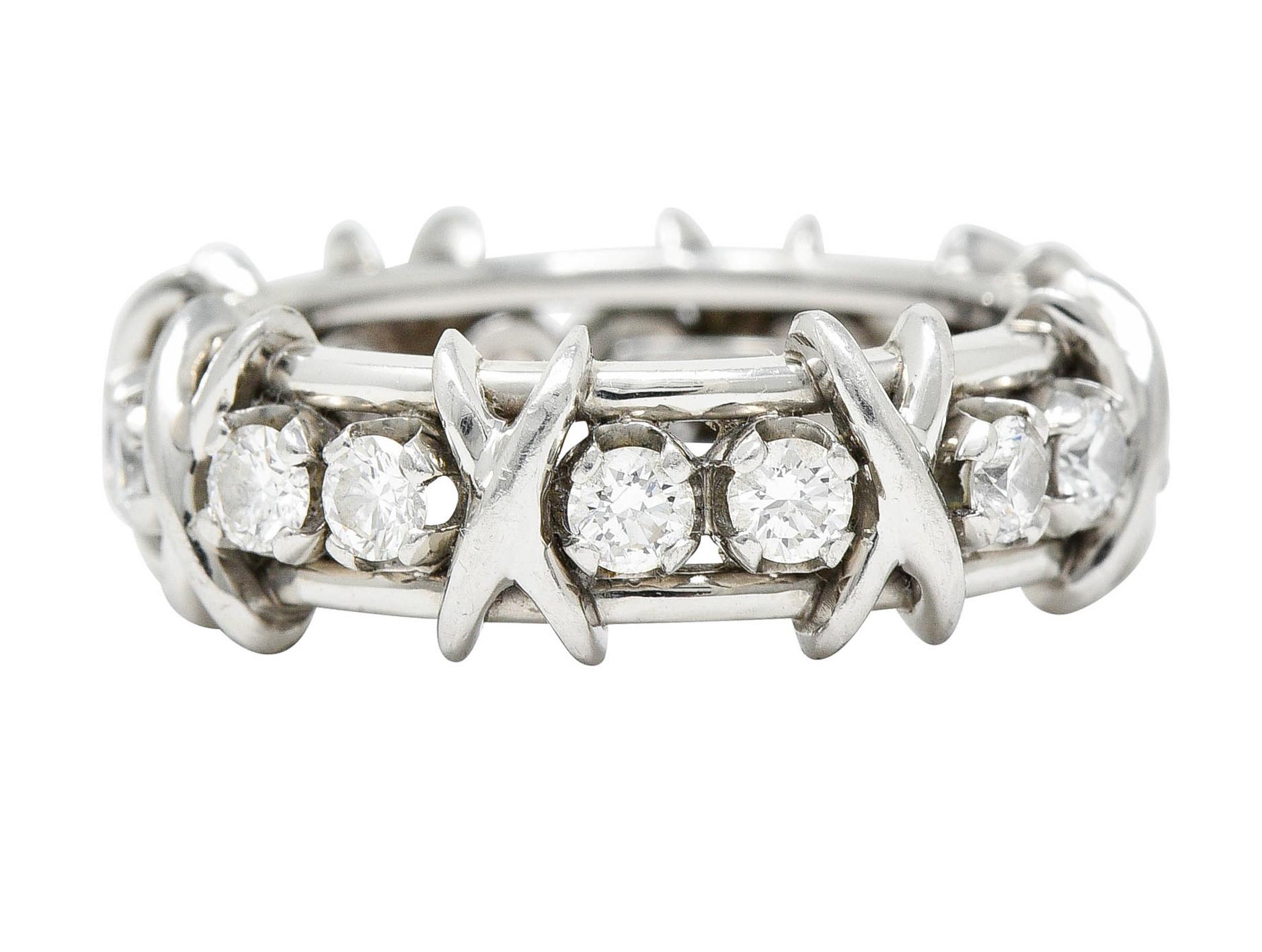 Contemporary Schlumberger Tiffany & Co. 1.15 Ctw Diamond Platinum X Band Ring