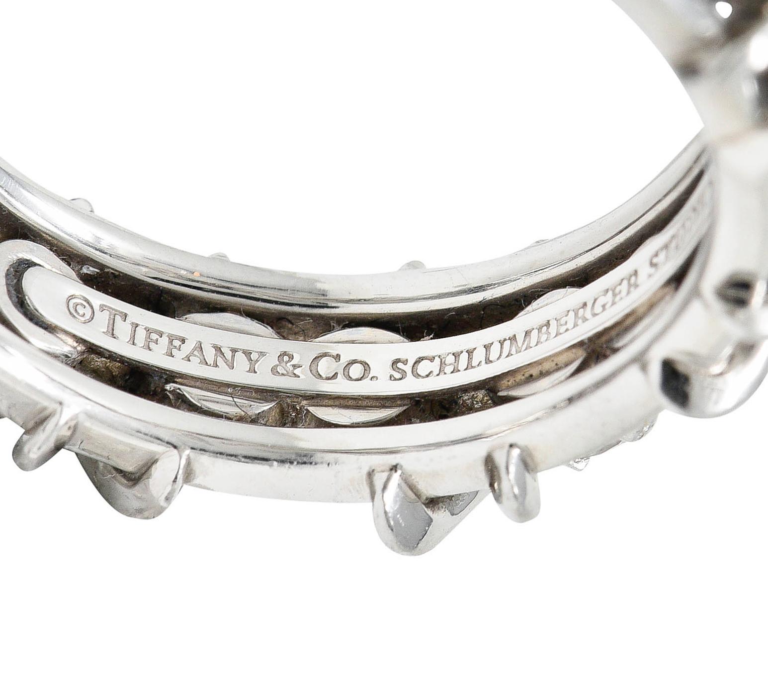 Round Cut Schlumberger Tiffany & Co. 1.15 Ctw Diamond Platinum X Band Ring