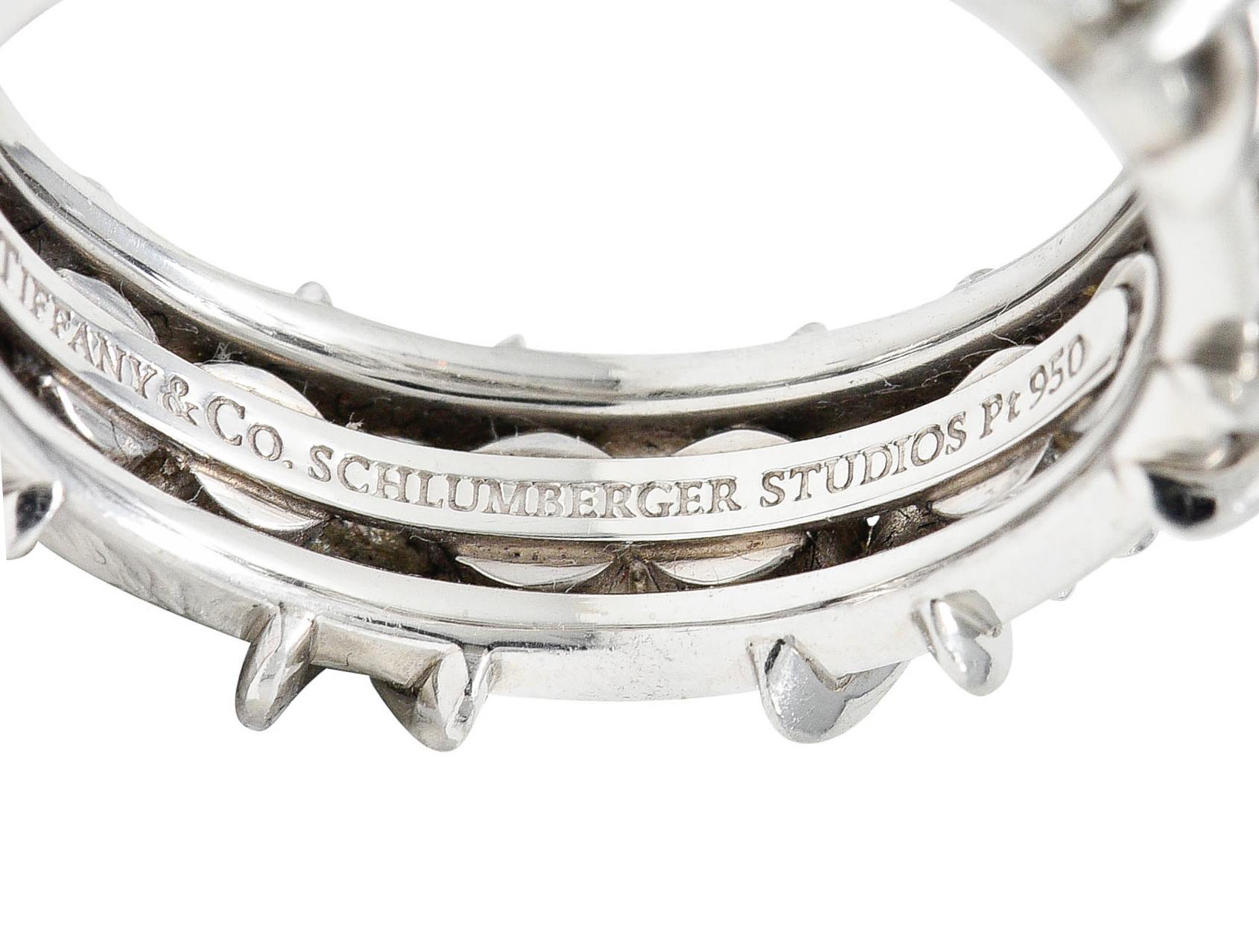 Schlumberger Tiffany & Co. 1.15 Ctw Diamond Platinum X Band Ring In Excellent Condition In Philadelphia, PA