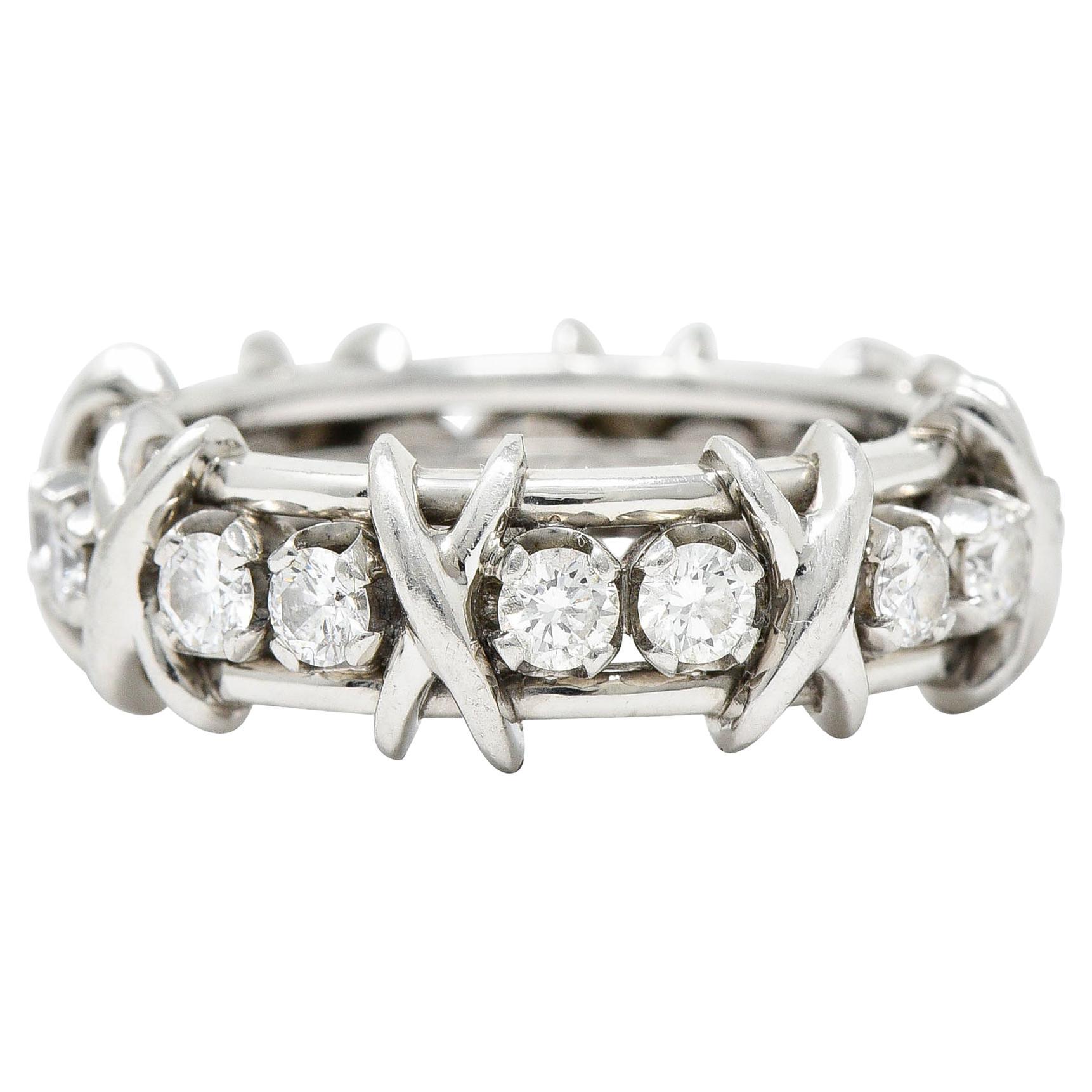 Schlumberger Tiffany & Co. 1.15 Ctw Diamond Platinum X Band Ring