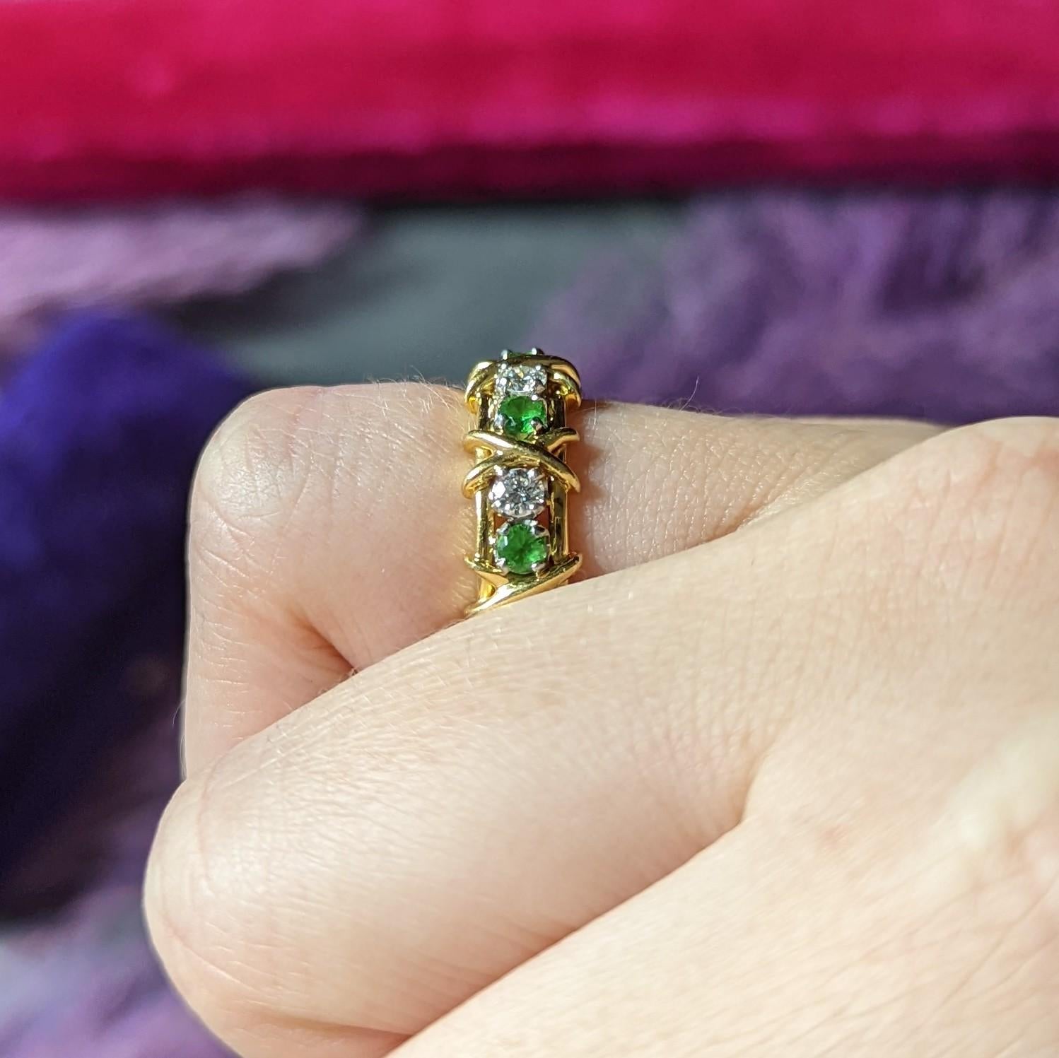 Schlumberger Tiffany & Co. 1,16 Karat Tsavorit Diamant 18 Karat Platin Ring 6