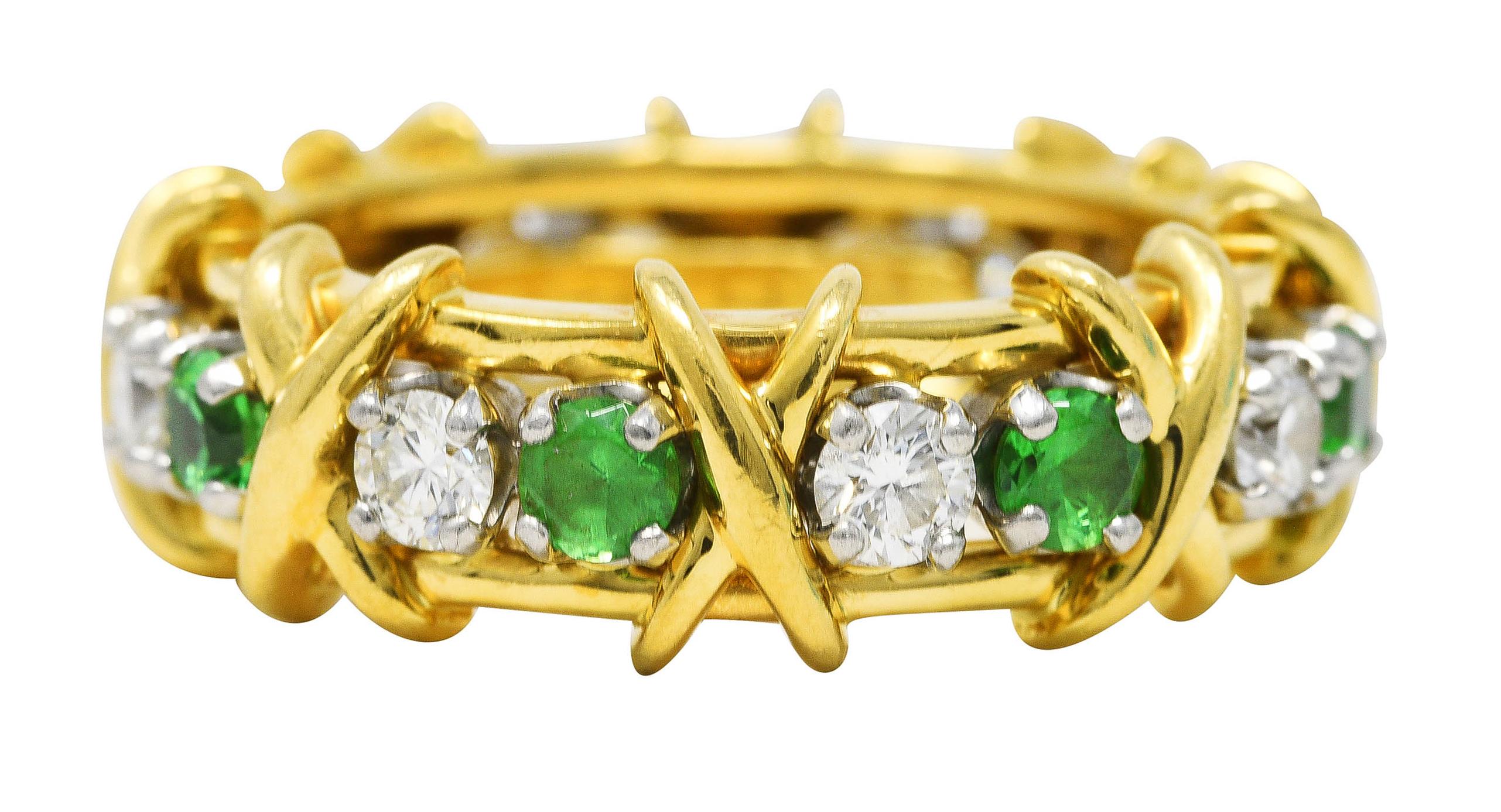 Schlumberger Tiffany & Co. 1,16 Karat Tsavorit Diamant 18 Karat Platin Ring (Brillantschliff)