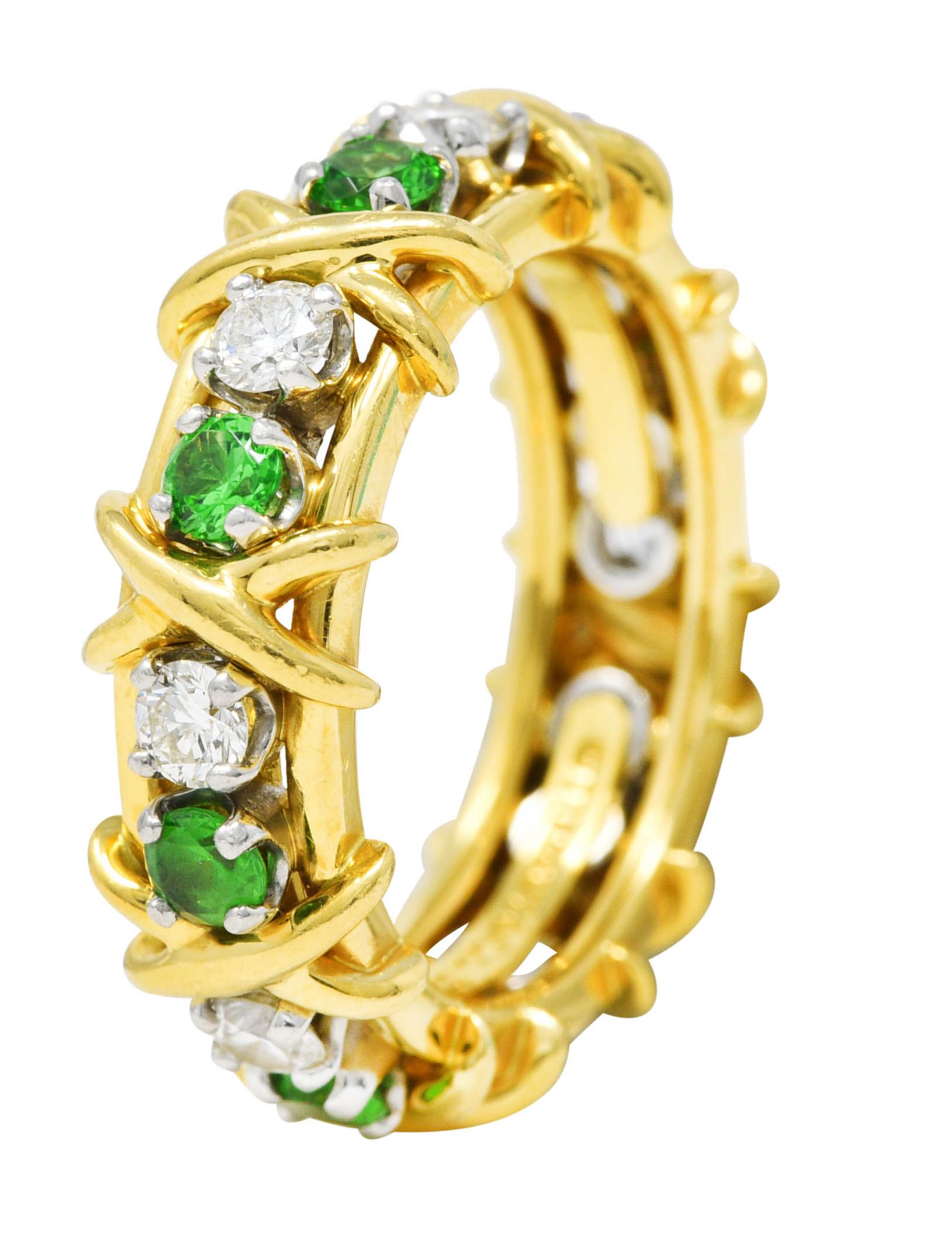 Schlumberger Tiffany & Co. 1,16 Karat Tsavorit Diamant 18 Karat Platin Ring 2