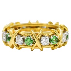 Schlumberger Tiffany & Co. 1.16 Carats Tsavorite Diamond 18 Karat Platinum Ring