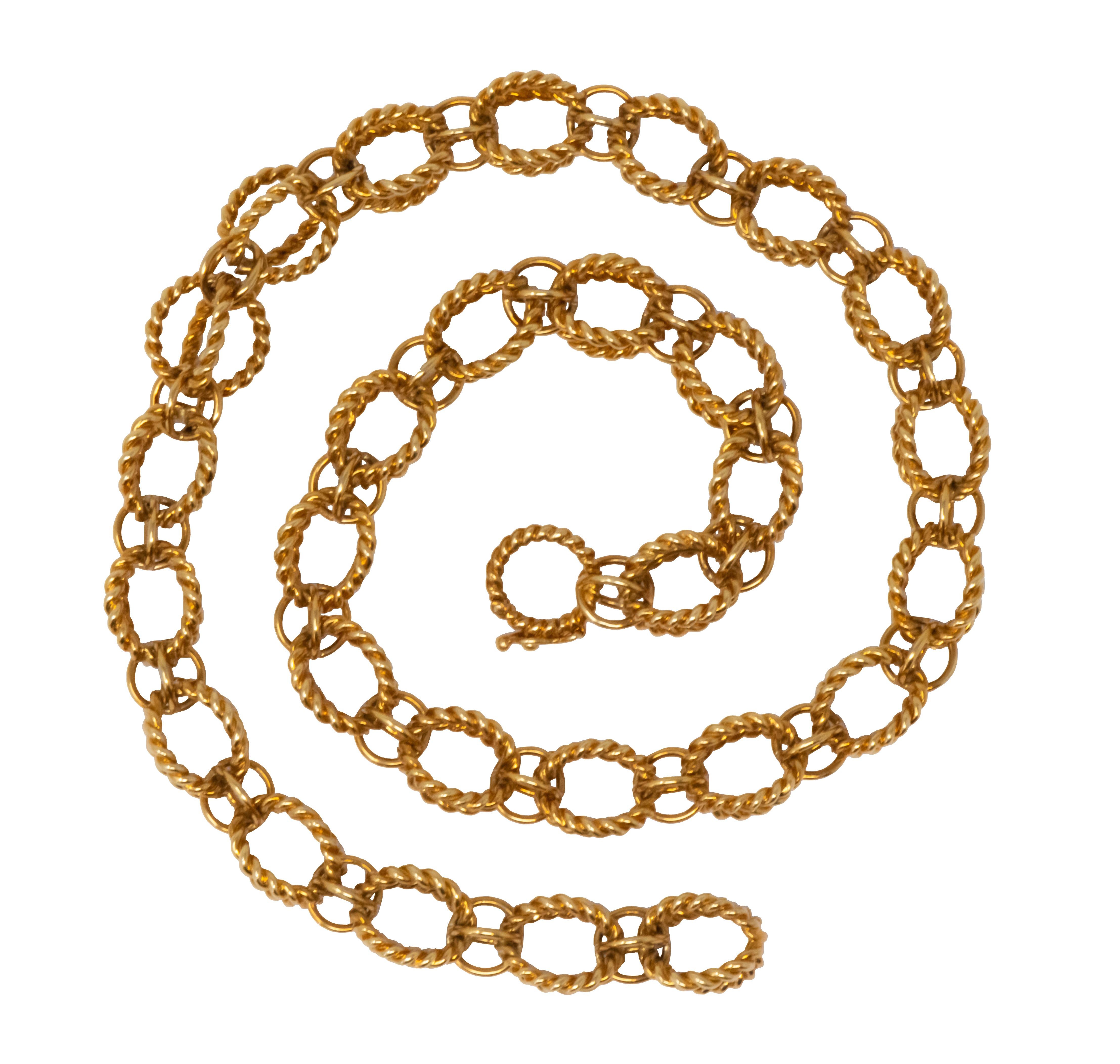 Women's or Men's Schlumberger Tiffany & Co. 18 Karat Gold Circle Rope Necklace