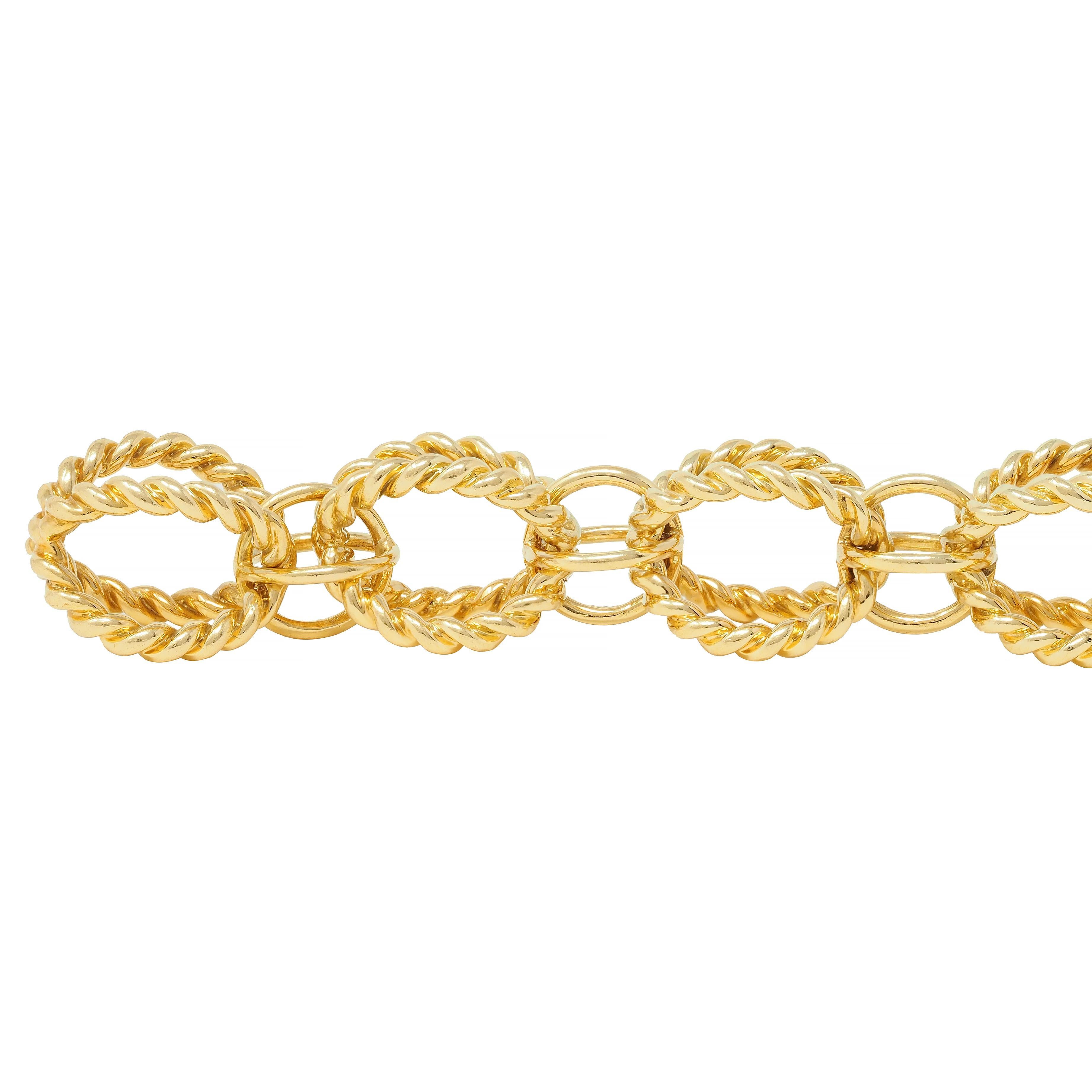 Schlumberger Tiffany & Co. 18 Karat Yellow Gold Circle Rope Bracelet In Excellent Condition For Sale In Philadelphia, PA