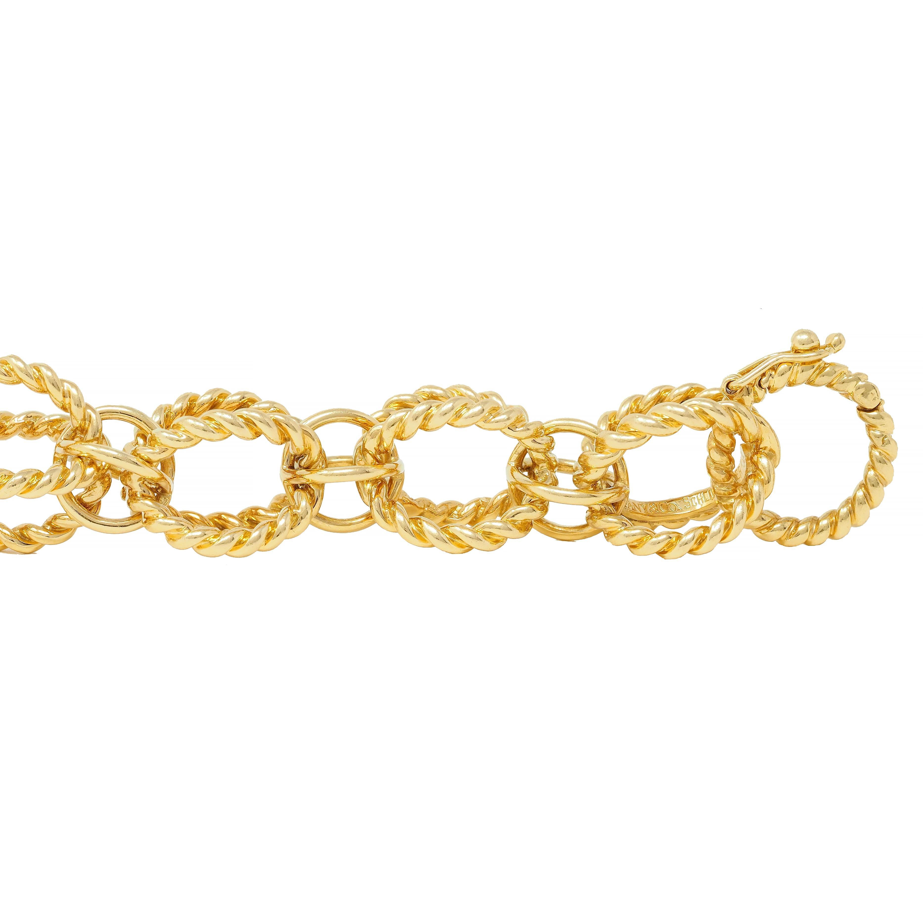 Schlumberger Tiffany & Co. 18 Karat Yellow Gold Circle Rope Bracelet For Sale 1