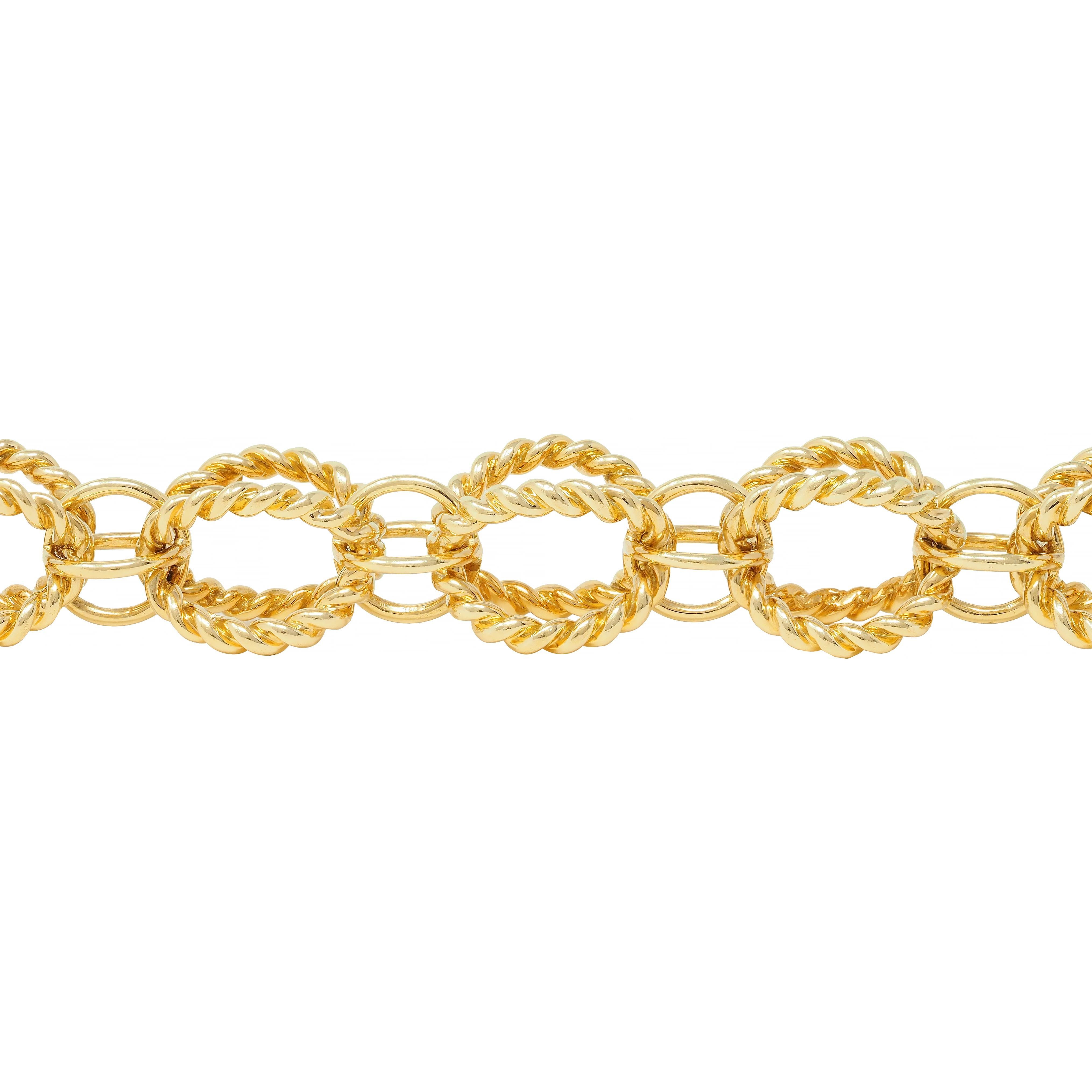 Schlumberger Tiffany & Co. 18 Karat Yellow Gold Circle Rope Bracelet For Sale 2