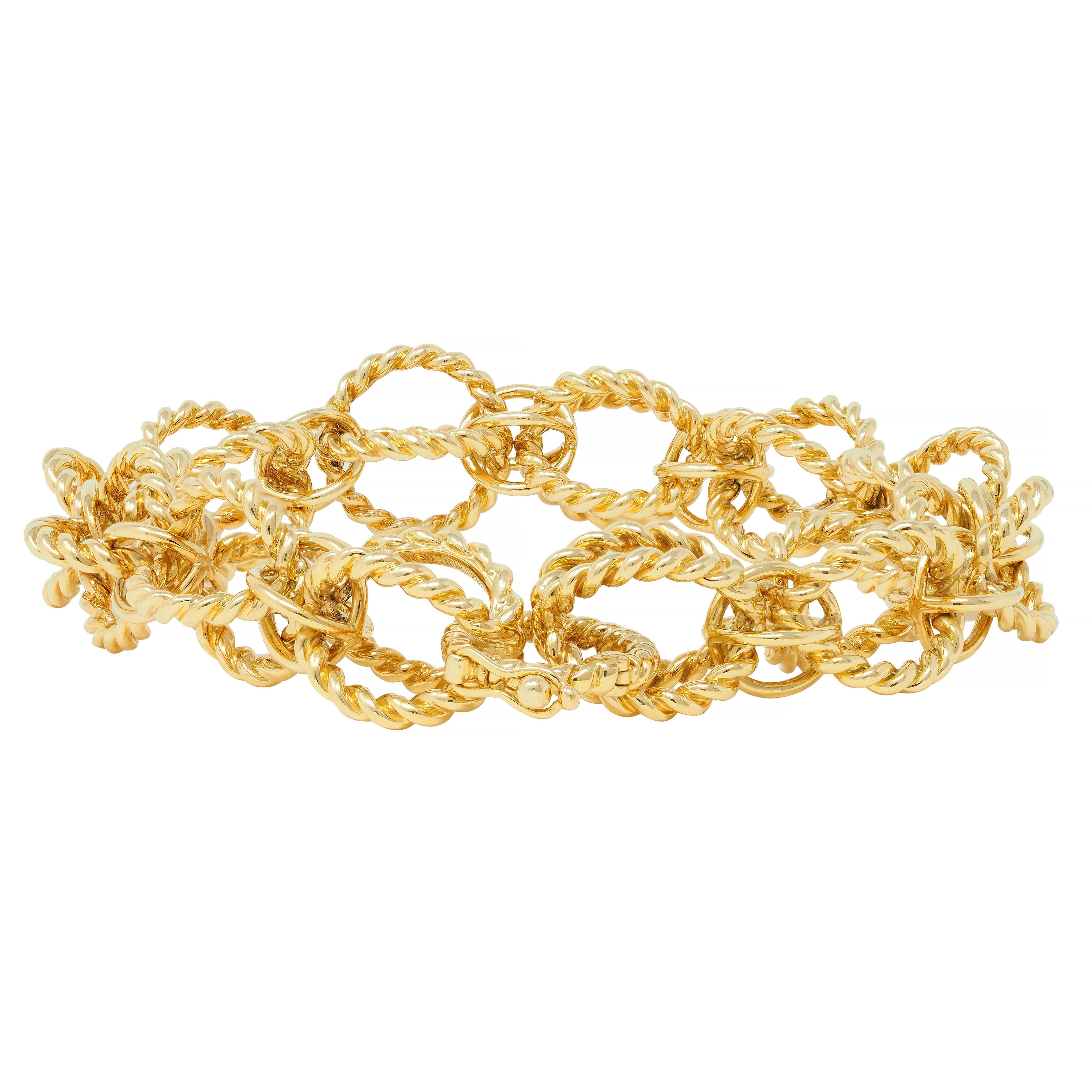 Schlumberger Tiffany & Co. 18 Karat Yellow Gold Circle Rope Bracelet For Sale 3