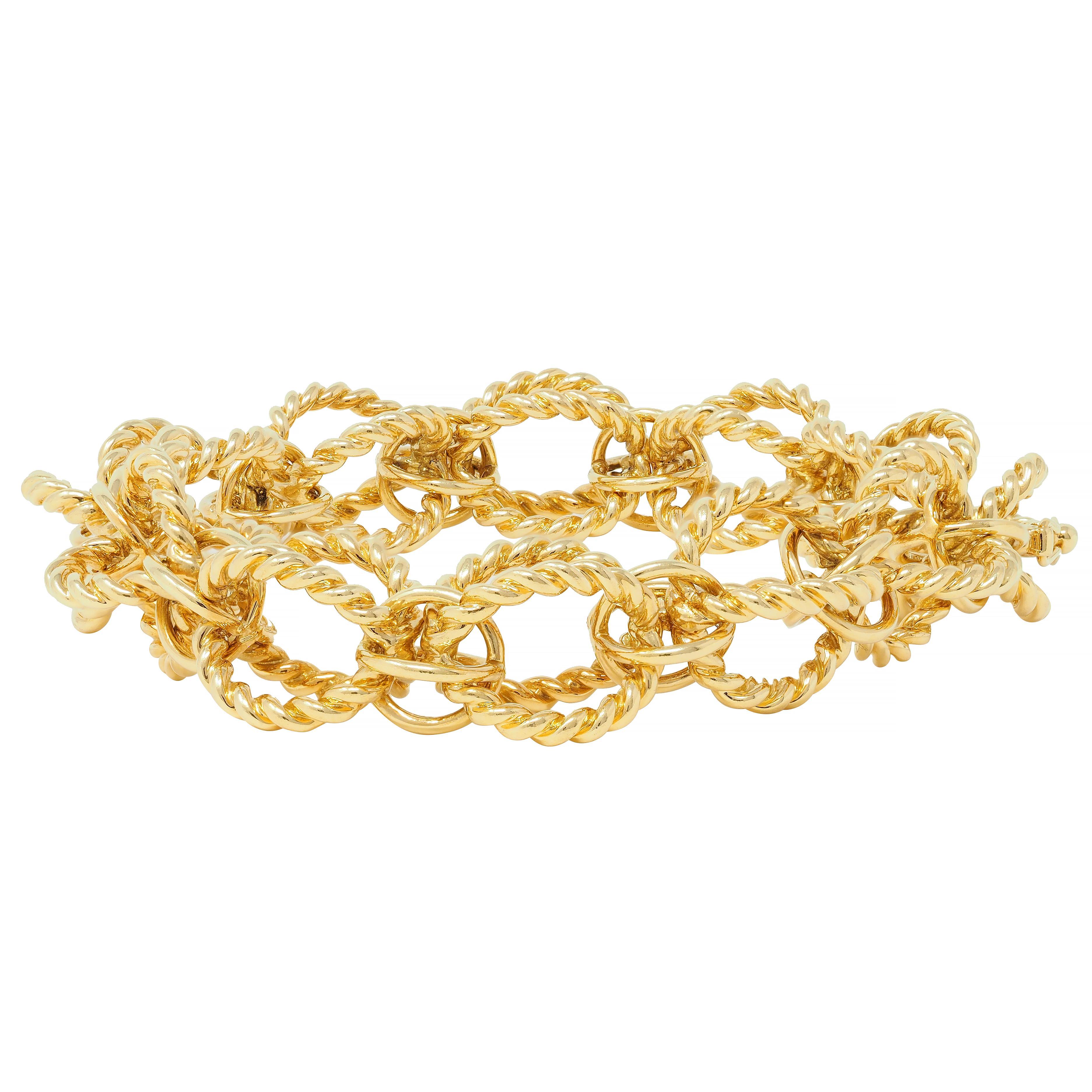 Schlumberger Tiffany & Co. 18 Karat Yellow Gold Circle Rope Bracelet For Sale 4