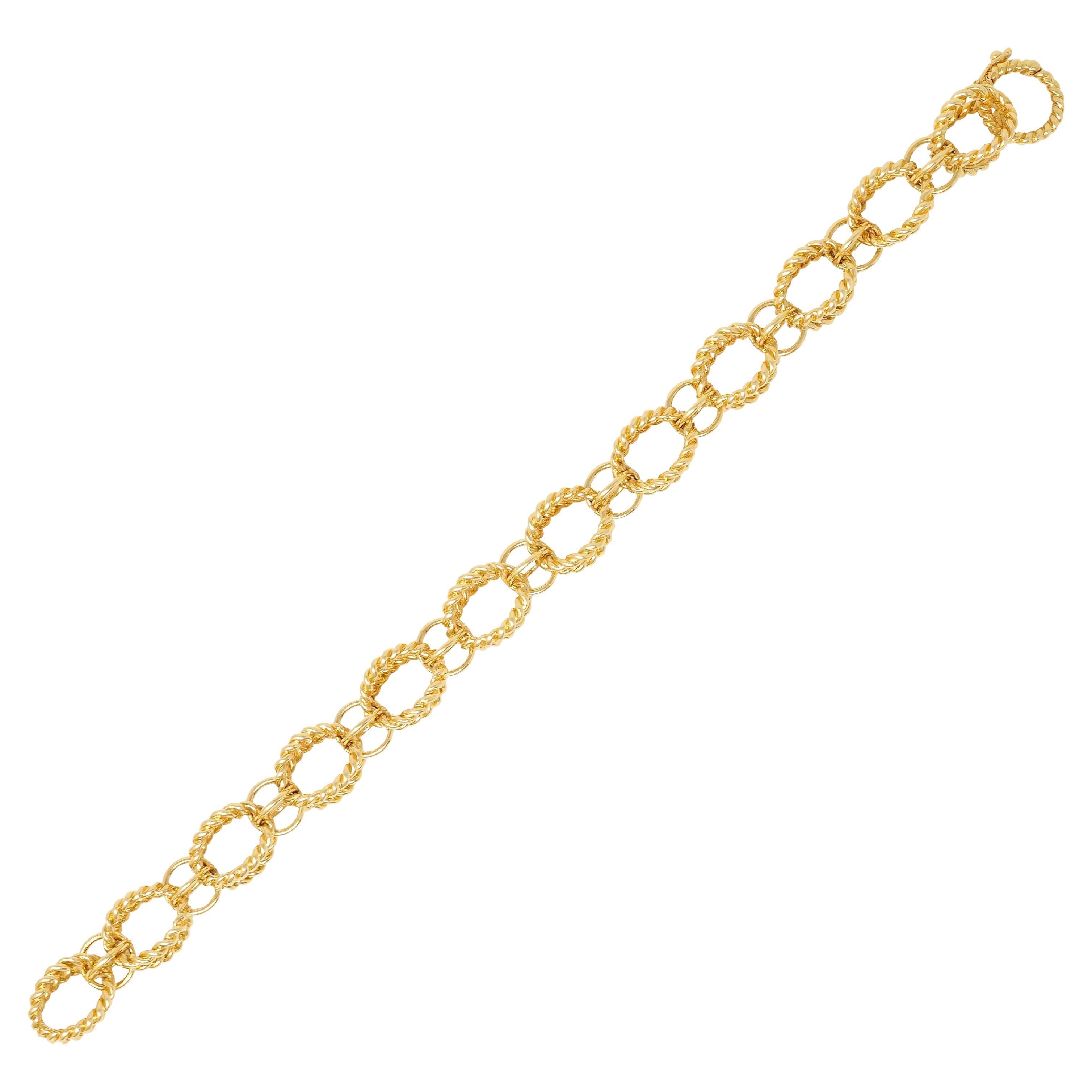 Schlumberger Tiffany & Co. 18 Karat Yellow Gold Circle Rope Bracelet For Sale